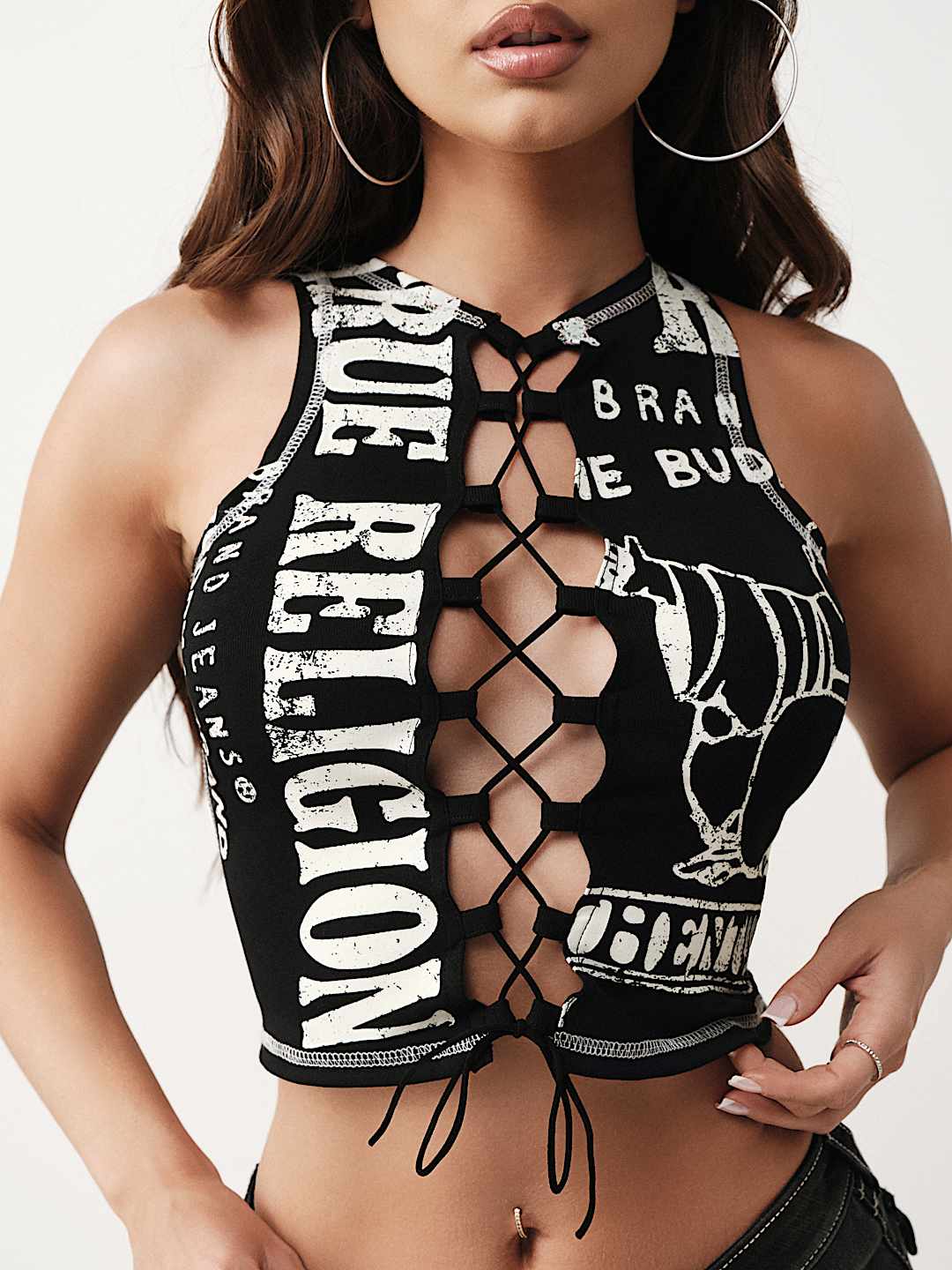 PRINTED BUDDHA SPLIT TOP, image 2