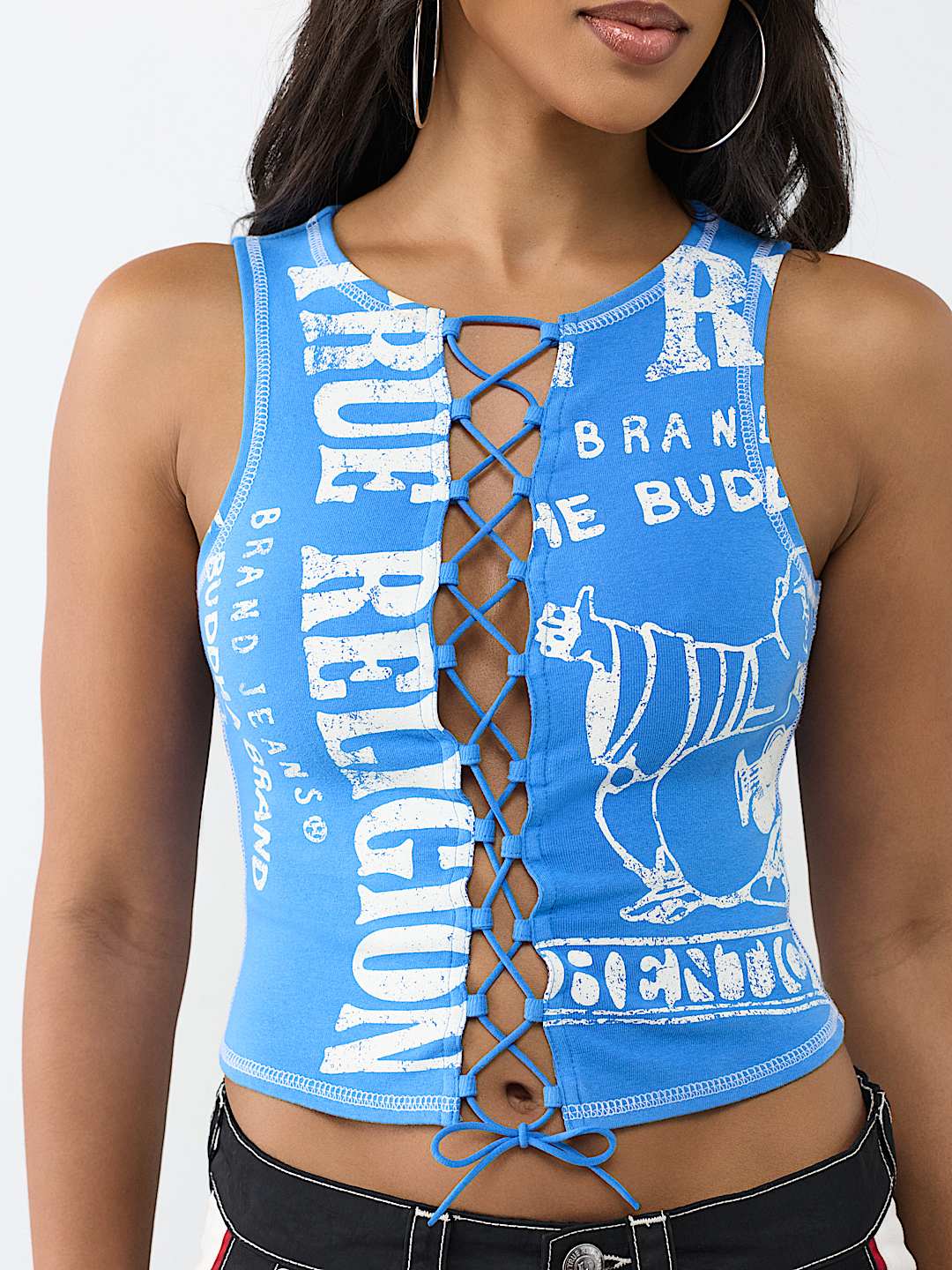 PRINTED BUDDHA SPLIT TOP