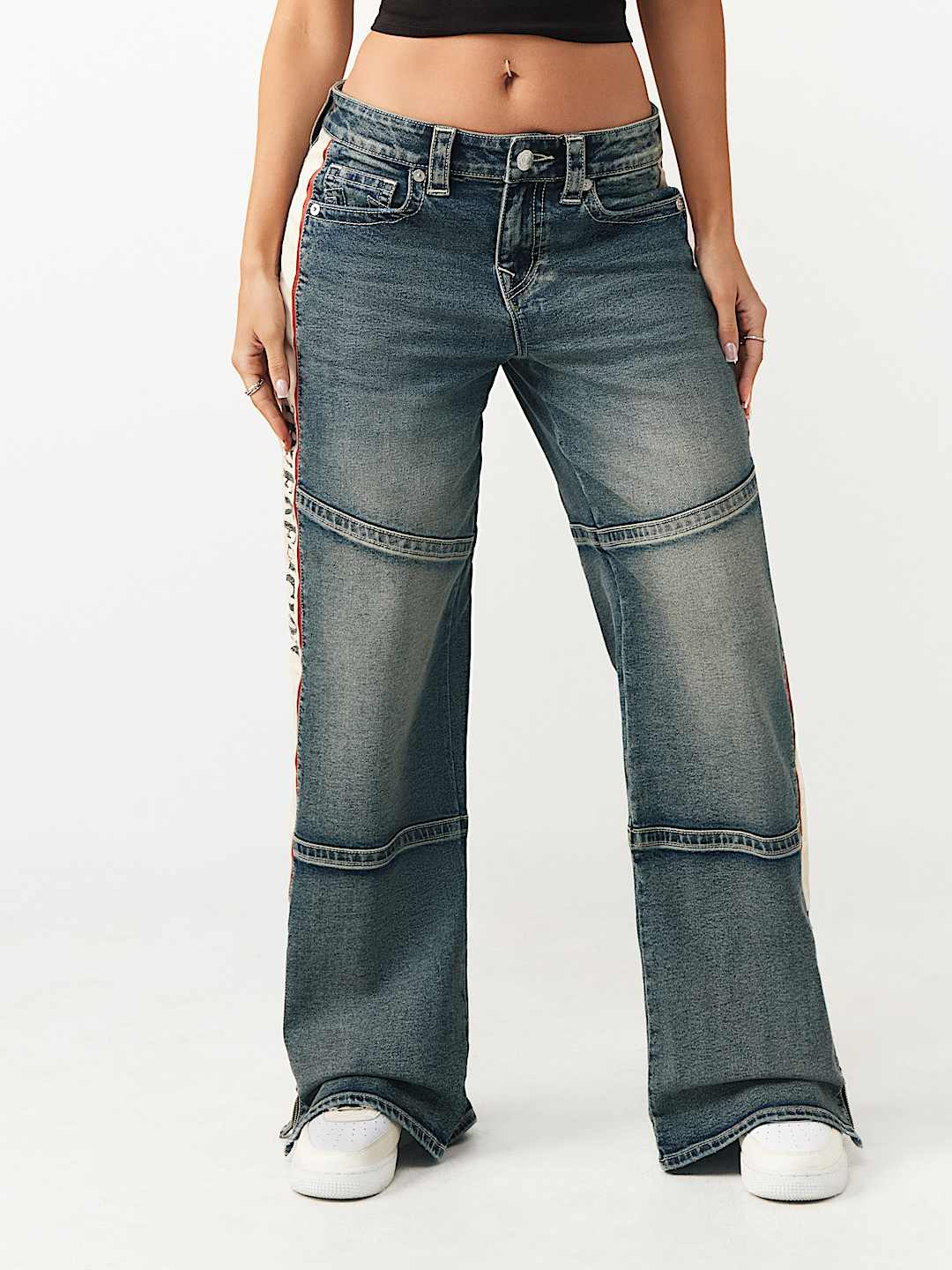 JEAN AMPLE MI-TAILLE PANNEAU CONTRASTE BOBBI, image 2