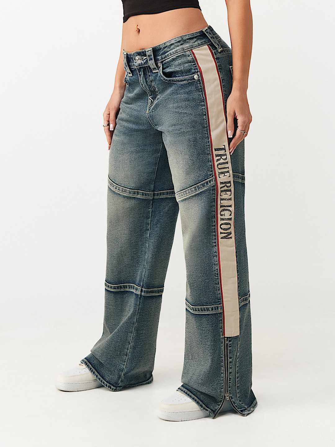 JEAN AMPLE MI-TAILLE PANNEAU CONTRASTE BOBBI, image 1