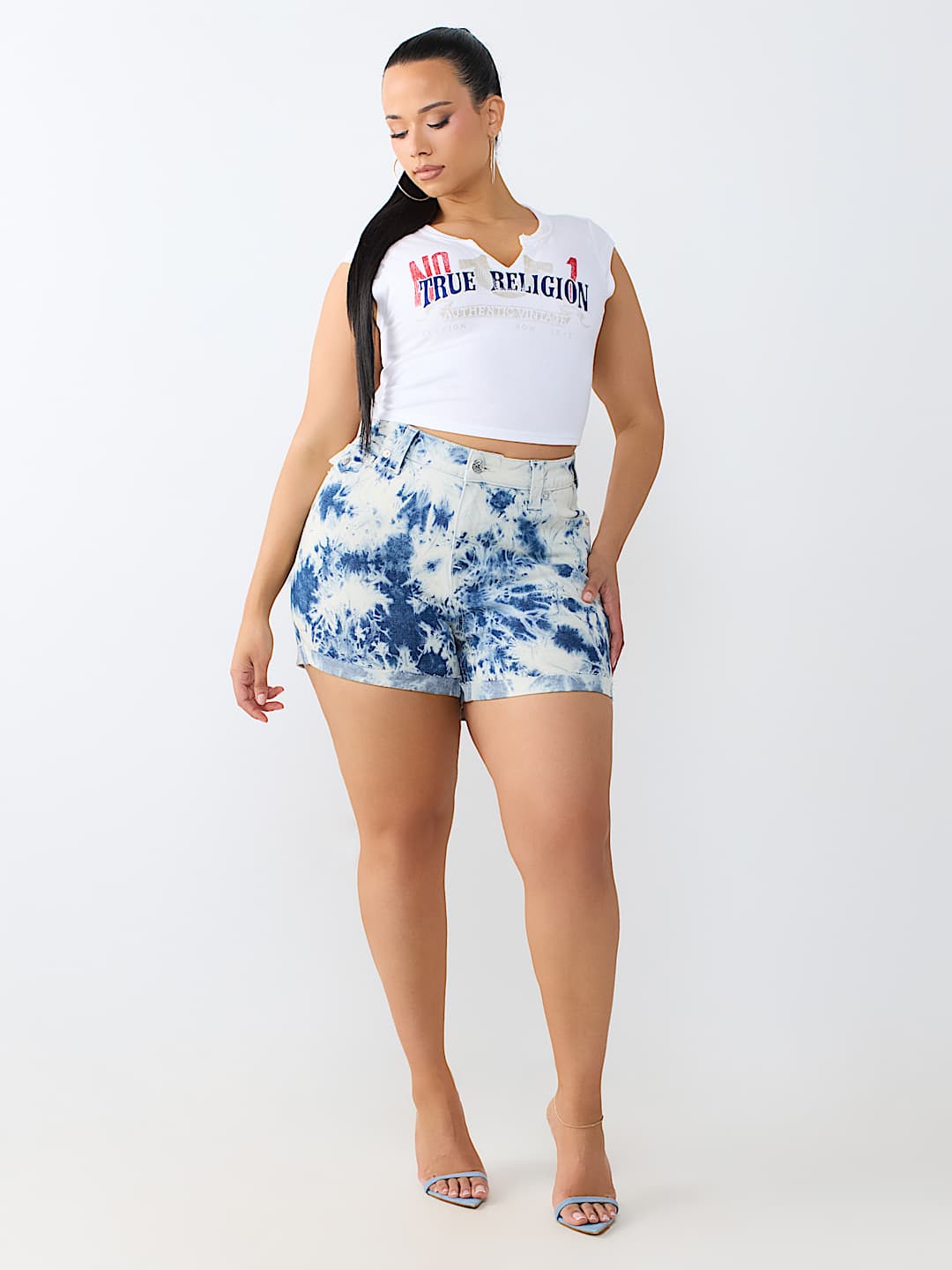 PLUS JENNIE MID RISE FLAP CURVY SHORT