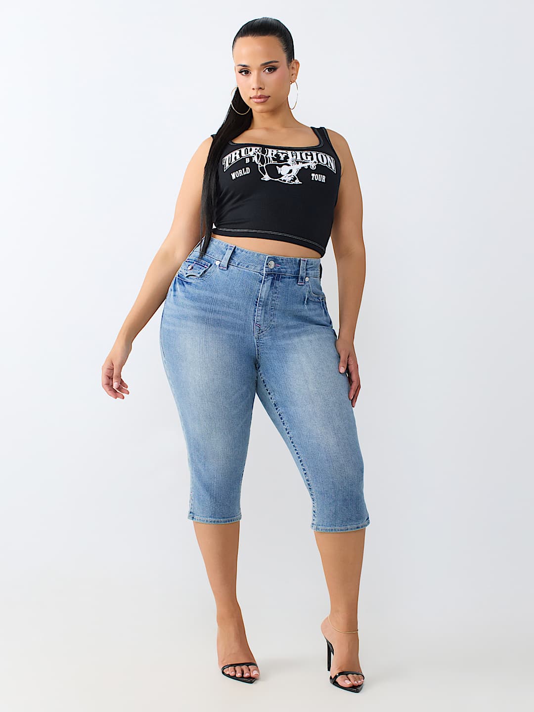 PLUS JENNIE MID RISE FLAP CURVY CAPRI