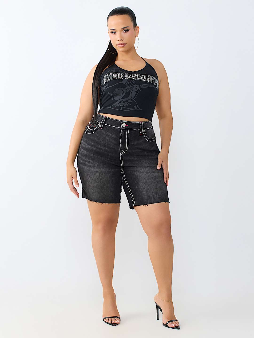 PLUS MIYA MID RISE BIG T FLAP BERMUDA SHORT 