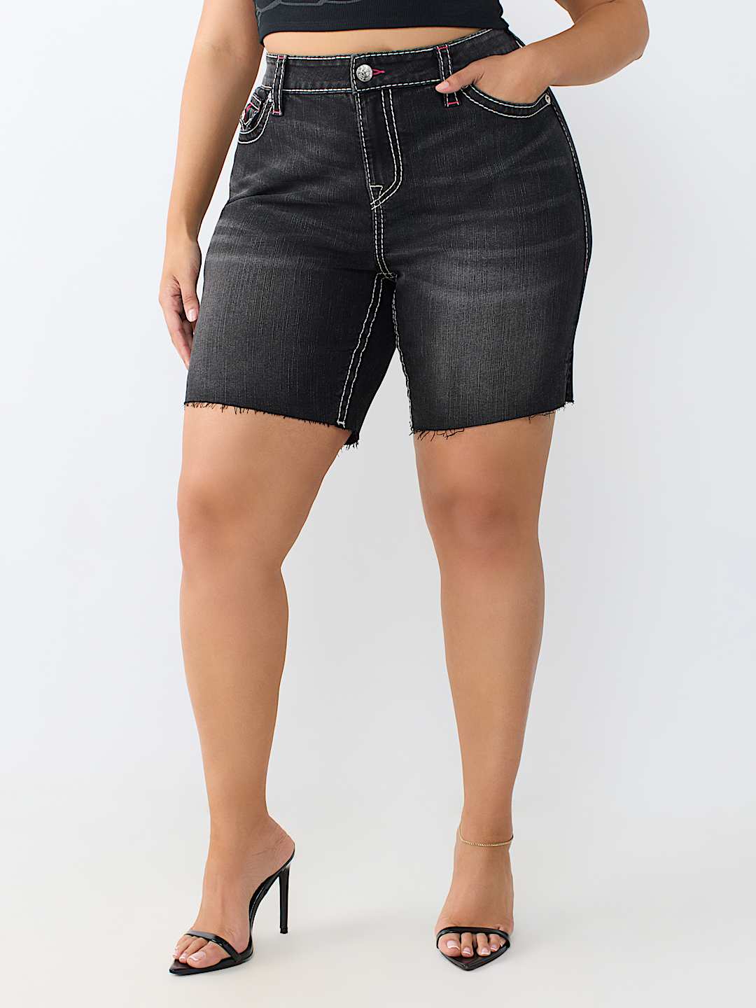 PLUS MIYA MID RISE BIG T FLAP BERMUDA SHORT 