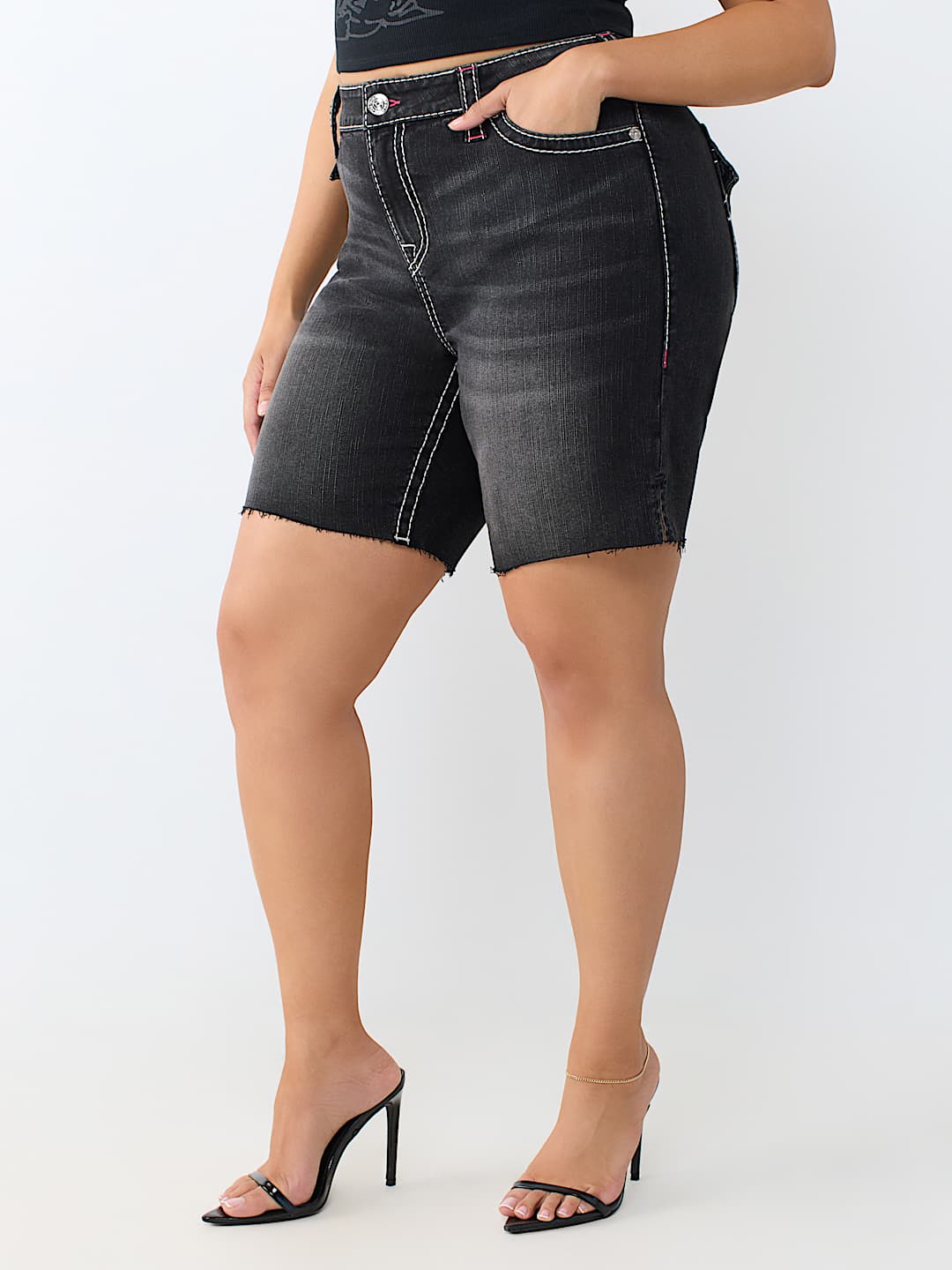 PLUS MIYA MID RISE BIG T FLAP BERMUDA SHORT 