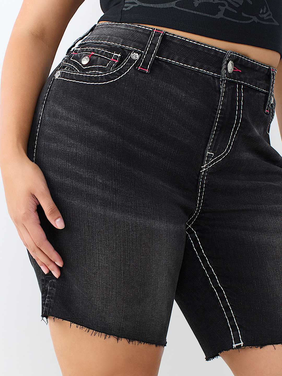 PLUS MIYA MID RISE BIG T FLAP BERMUDA SHORT 