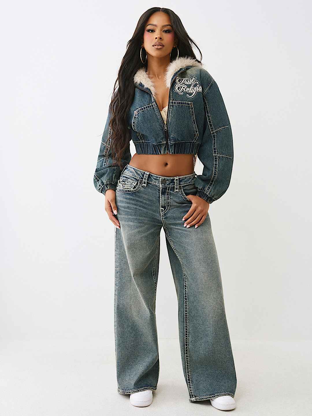 RELAXED BIG T FAUX FUR DENIM JACKET