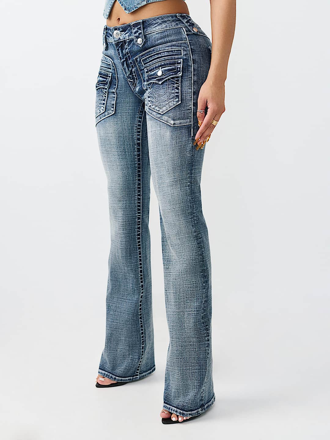 BECCA MID RISE RETRO POCKET FLAP BOOTCUT JEAN, image 3