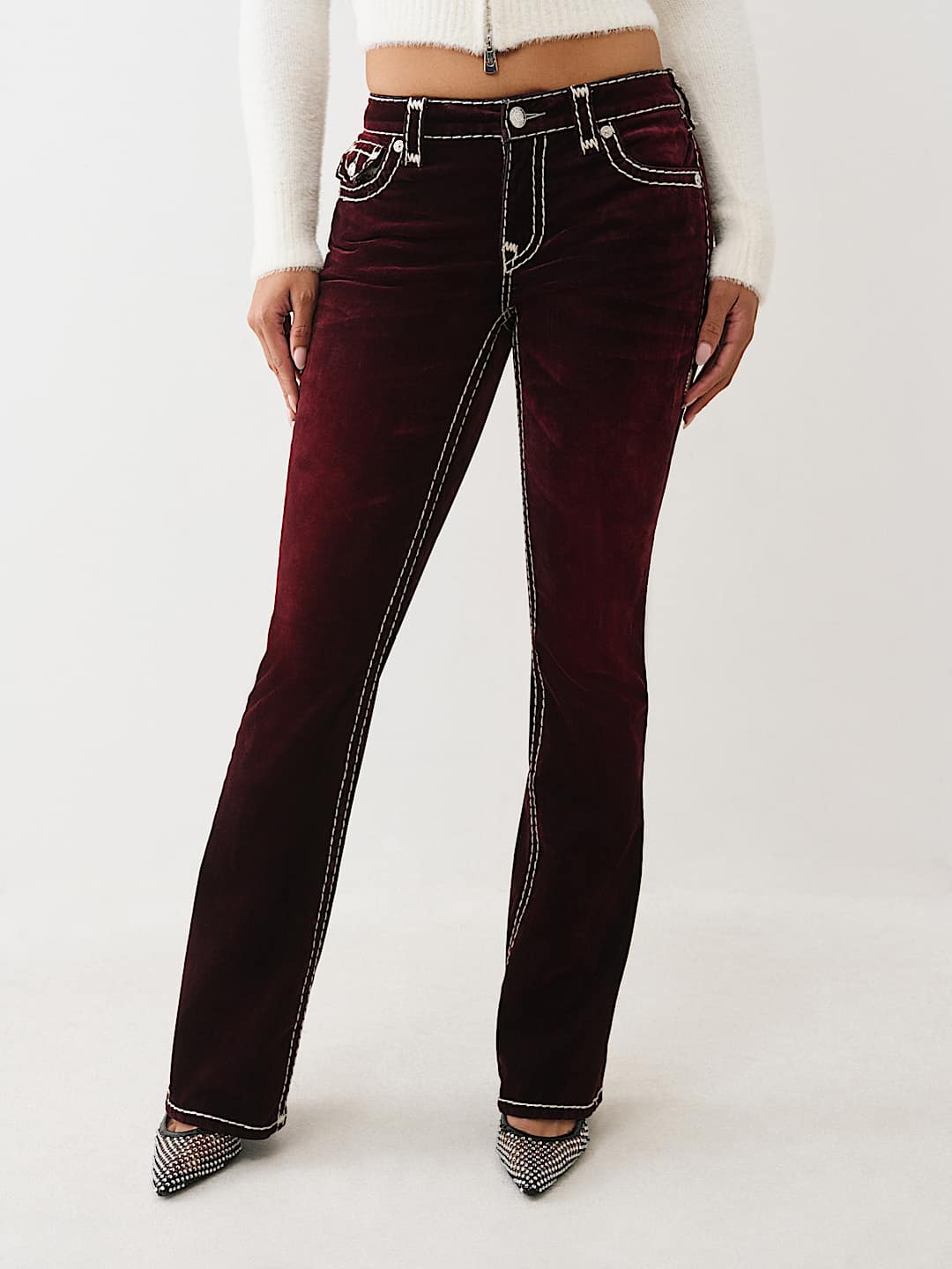 BECCA MID RISE VELVET SUPER T BOOTCUT JEAN, image 2