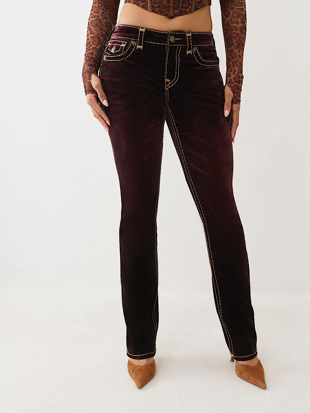 BILLIE MID RISE VELVET SUPER T STRAIGHT JEAN, image 2