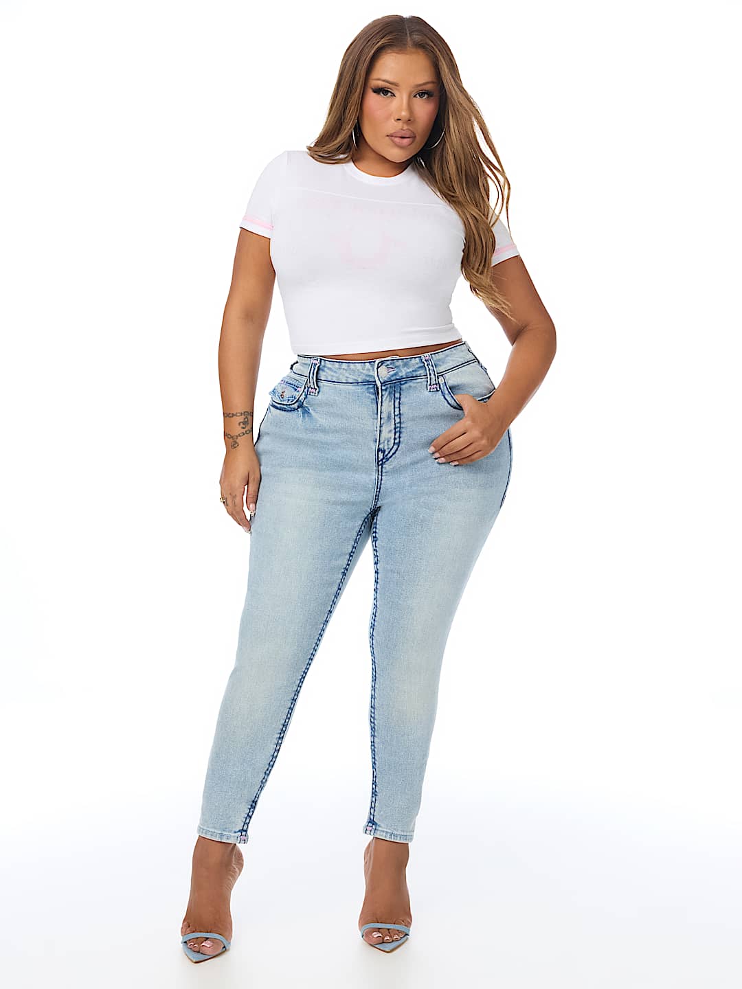 PLUS JENNIE MID RISE SUPER T CURVY SKINNY JEAN