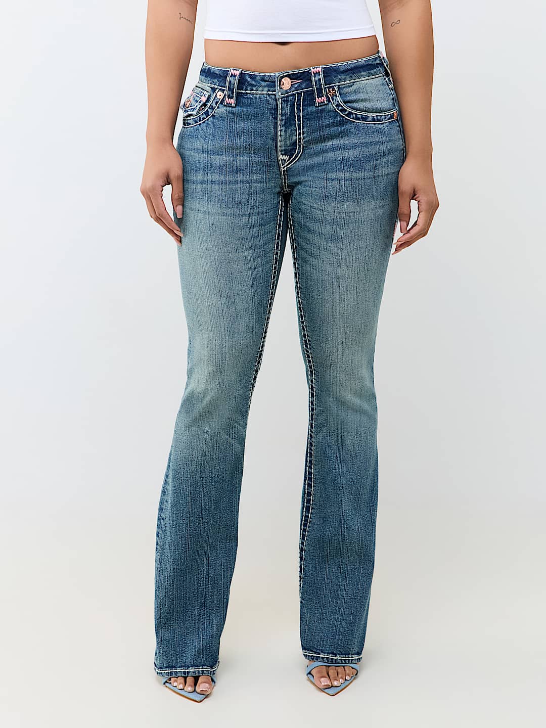 BECCA MID RISE SUPER T FLAP BOOTCUT JEAN