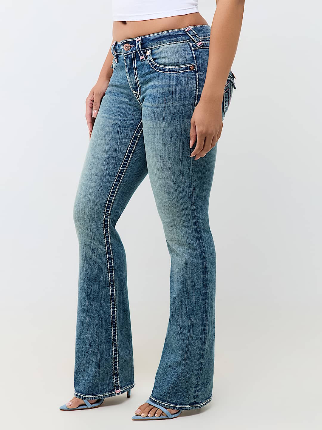 BECCA MID RISE SUPER T FLAP BOOTCUT JEAN