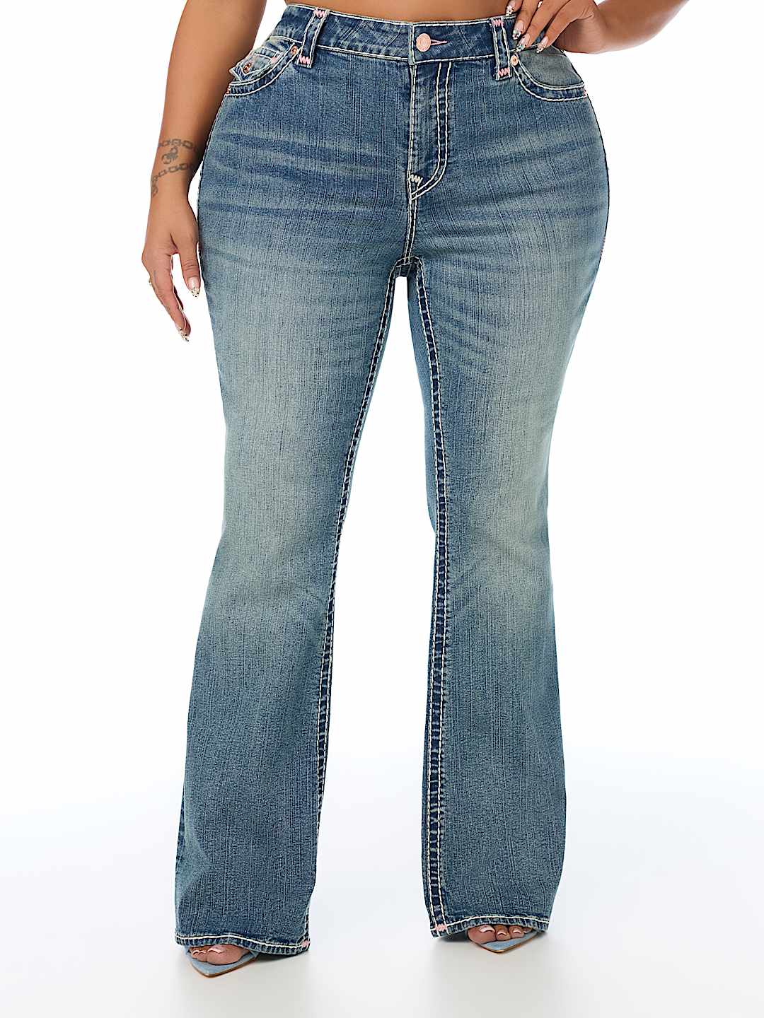 PLUS BECCA MID RISE SUPER T FLAP BOOTCUT JEAN