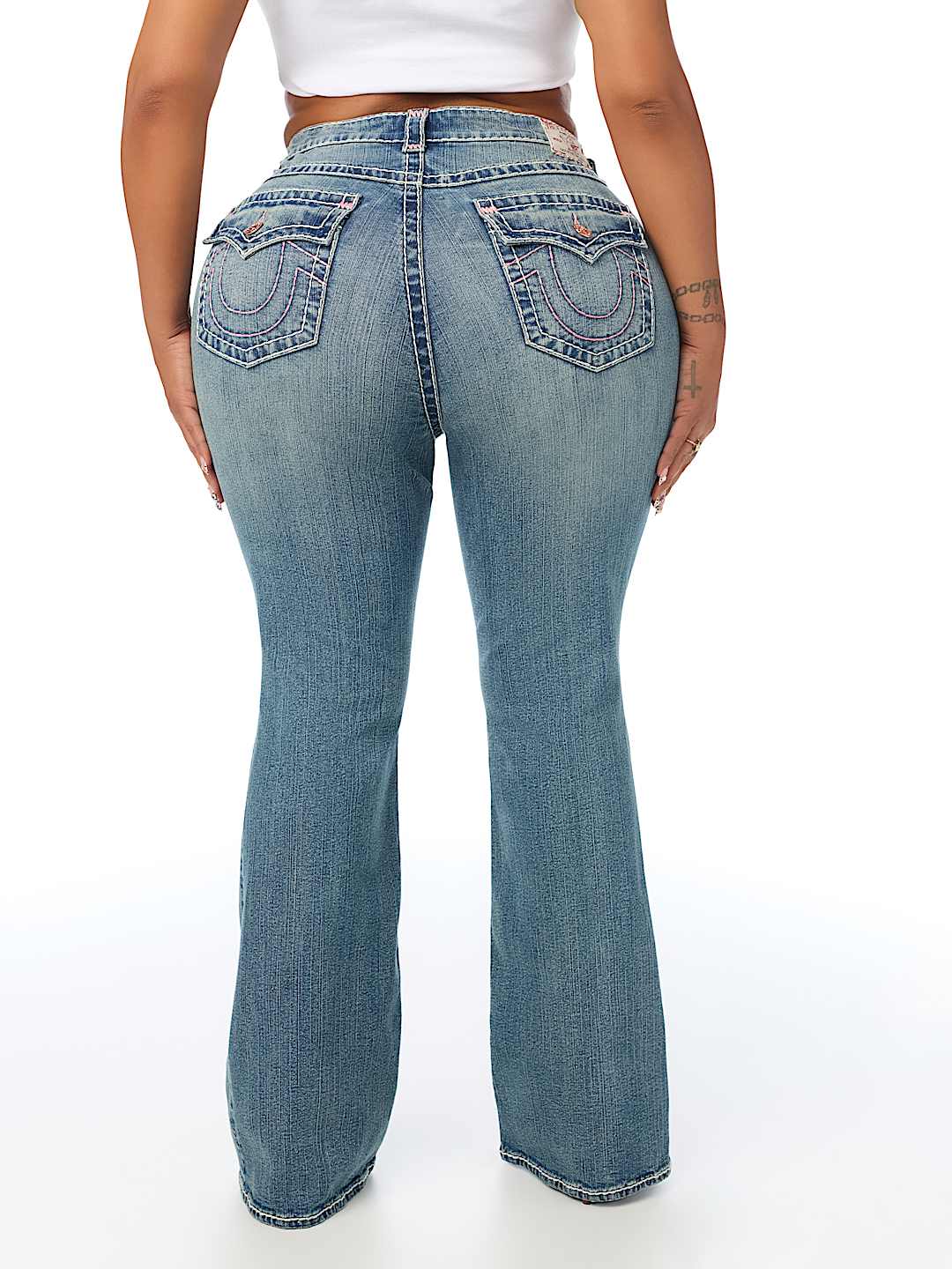 PLUS BECCA MID RISE SUPER T FLAP BOOTCUT JEAN