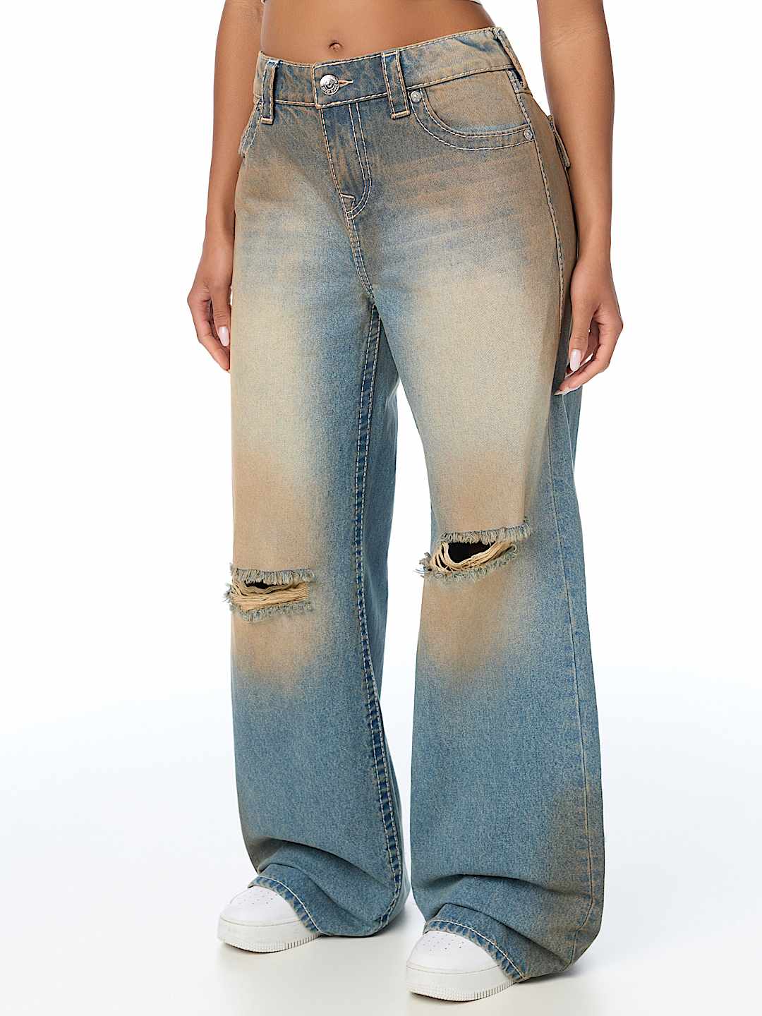 BOBBI MID RISE DESTROYED BIG T FLAP BAGGY JEAN