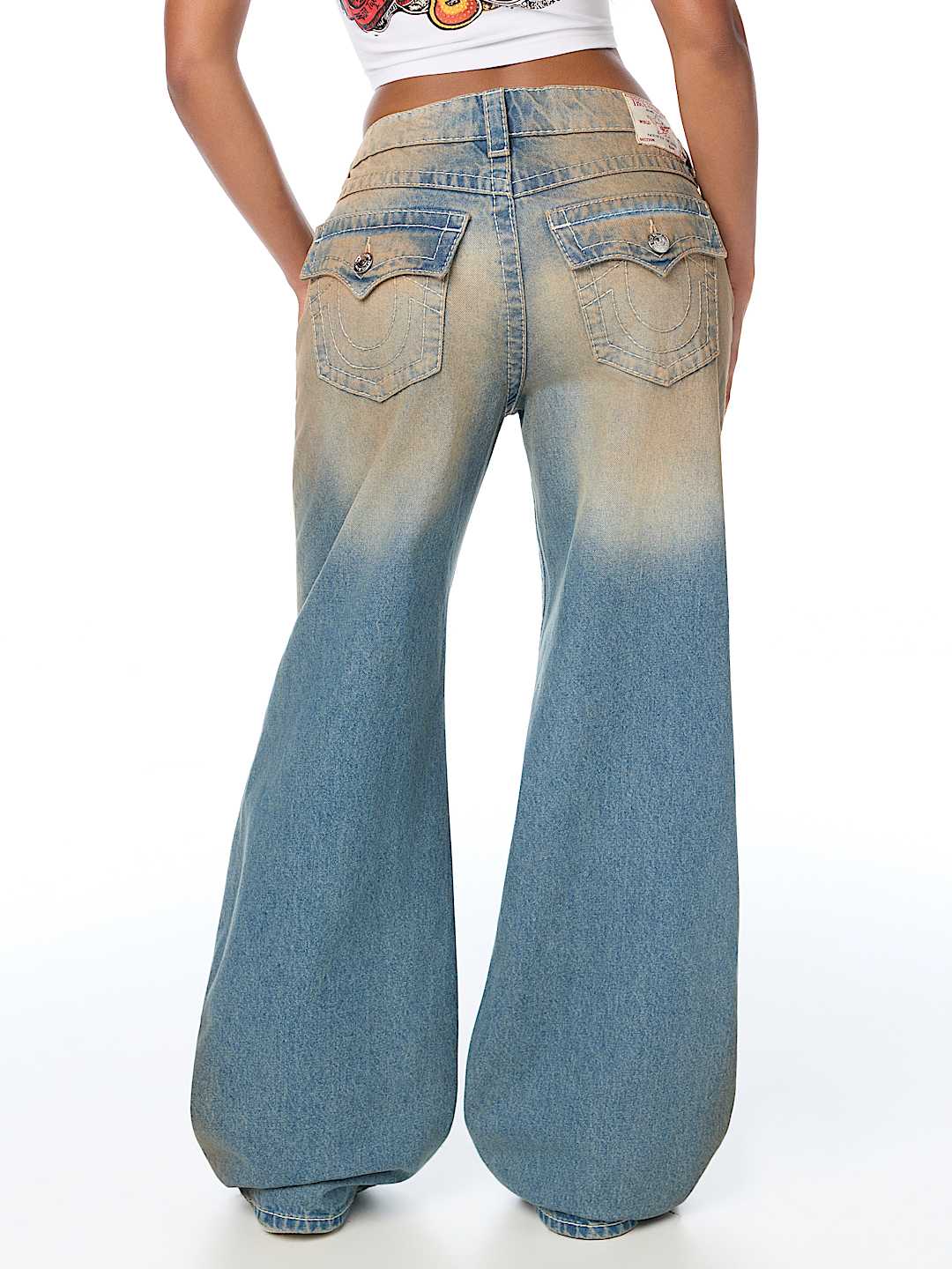 BOBBI MID RISE DESTROYED BIG T FLAP BAGGY JEAN