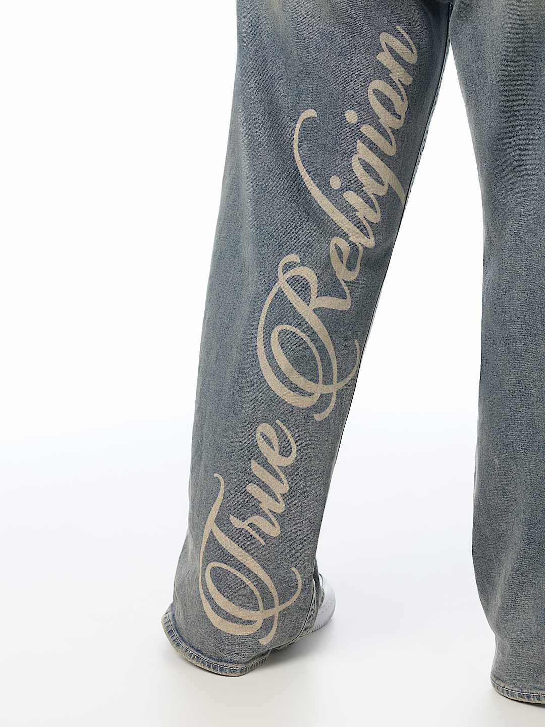 PLUS BOBBI MID RISE LOGO SCRIPT FLAP BAGGY JEAN