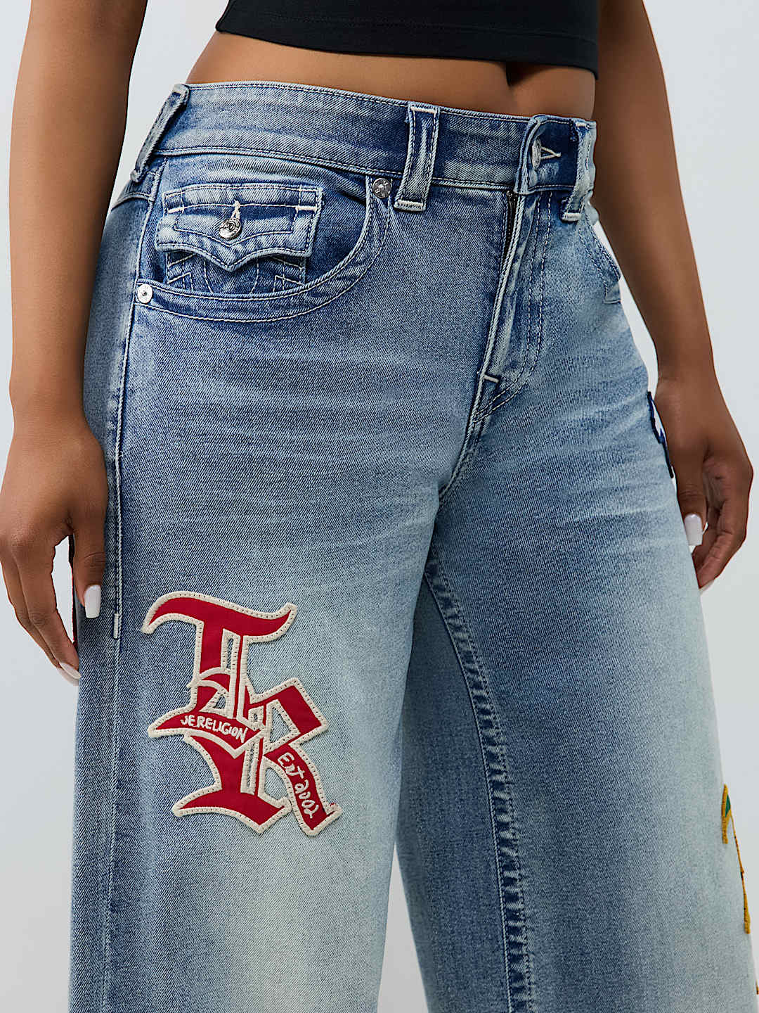 JESSIE MID RISE PATCH FLAP SUPER BAGGY JEAN