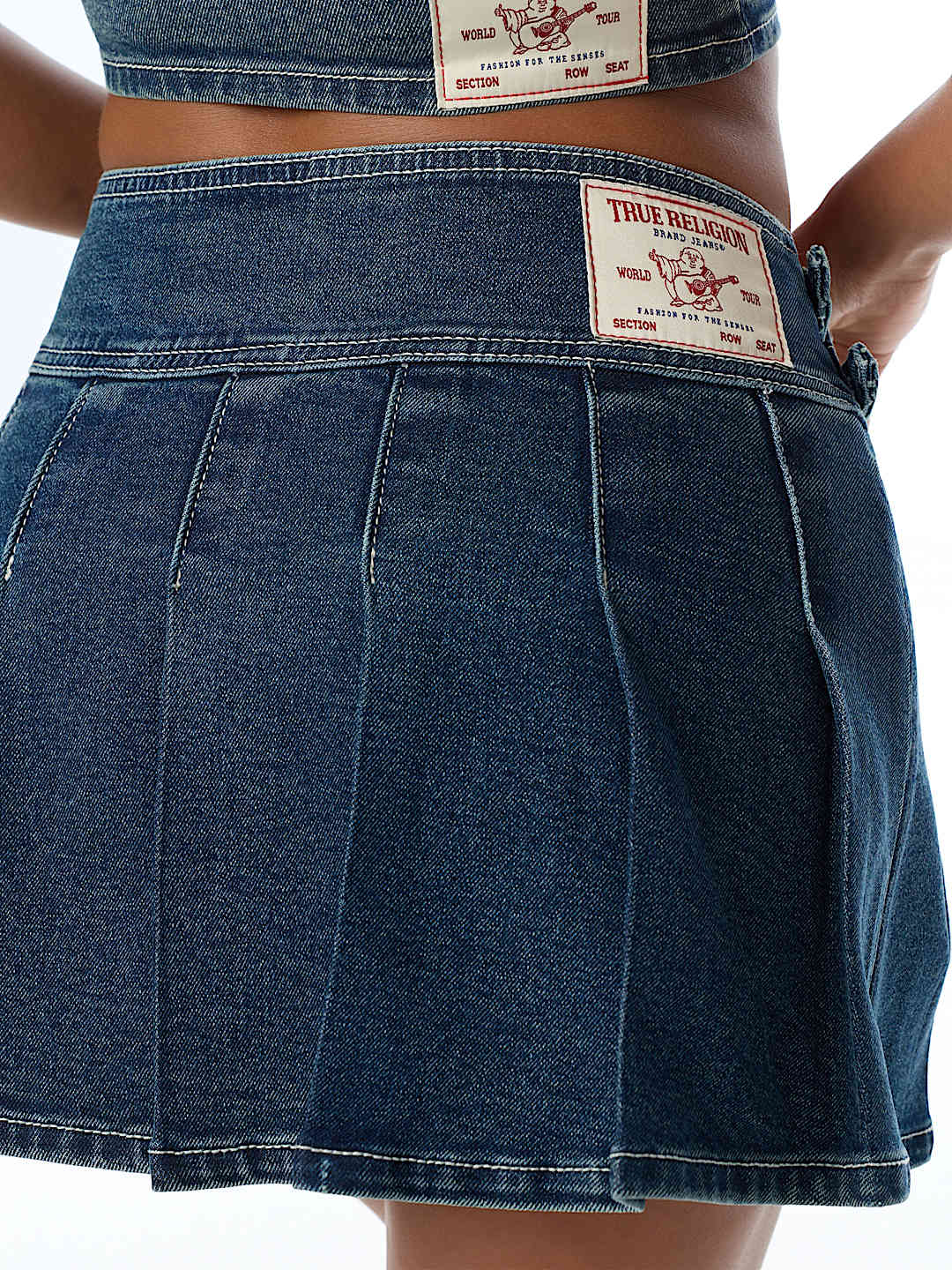 DENIM PLEATED SKIRT