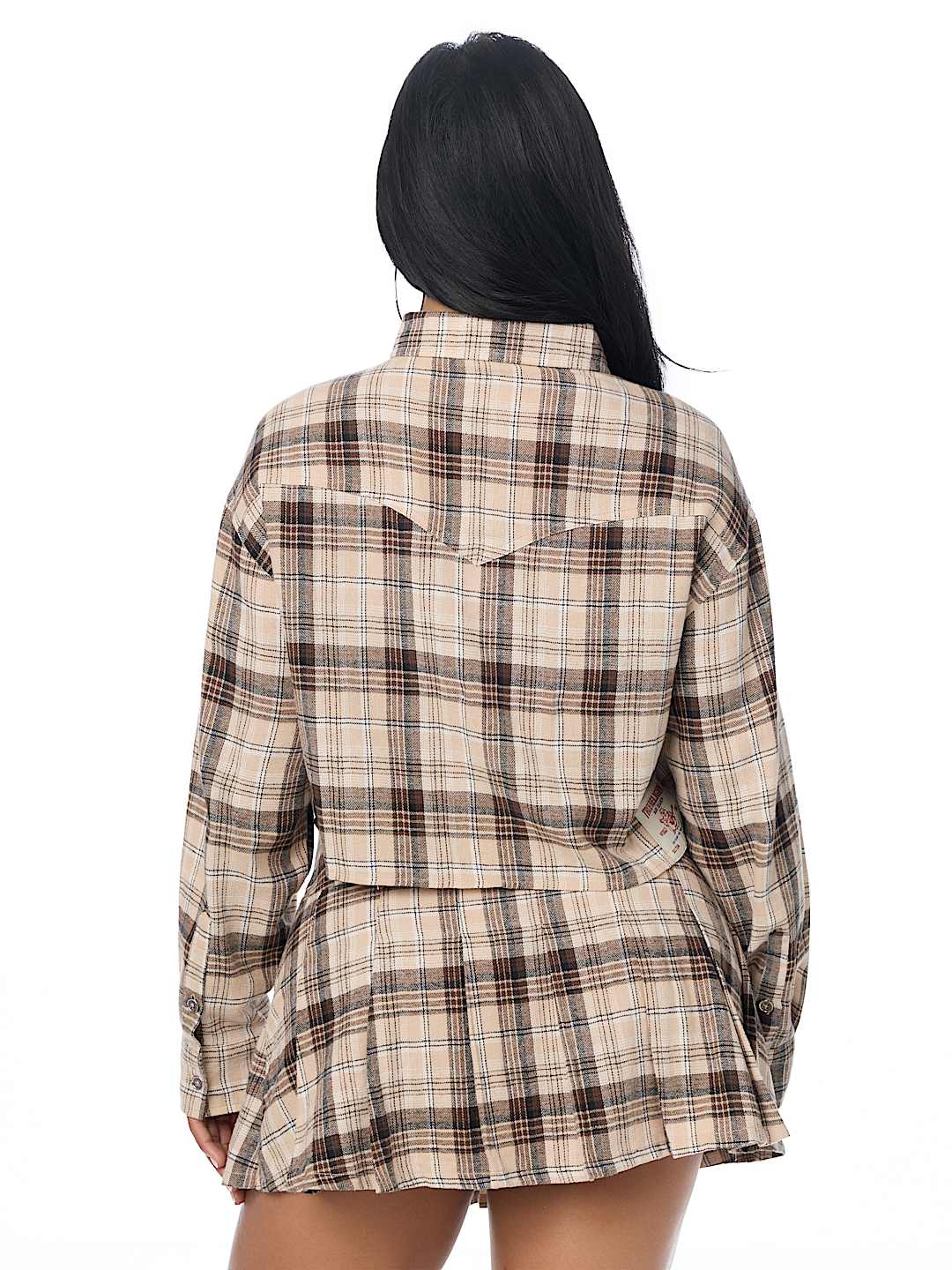 BEDAZZLED RELAXED PLAID SHIRT
