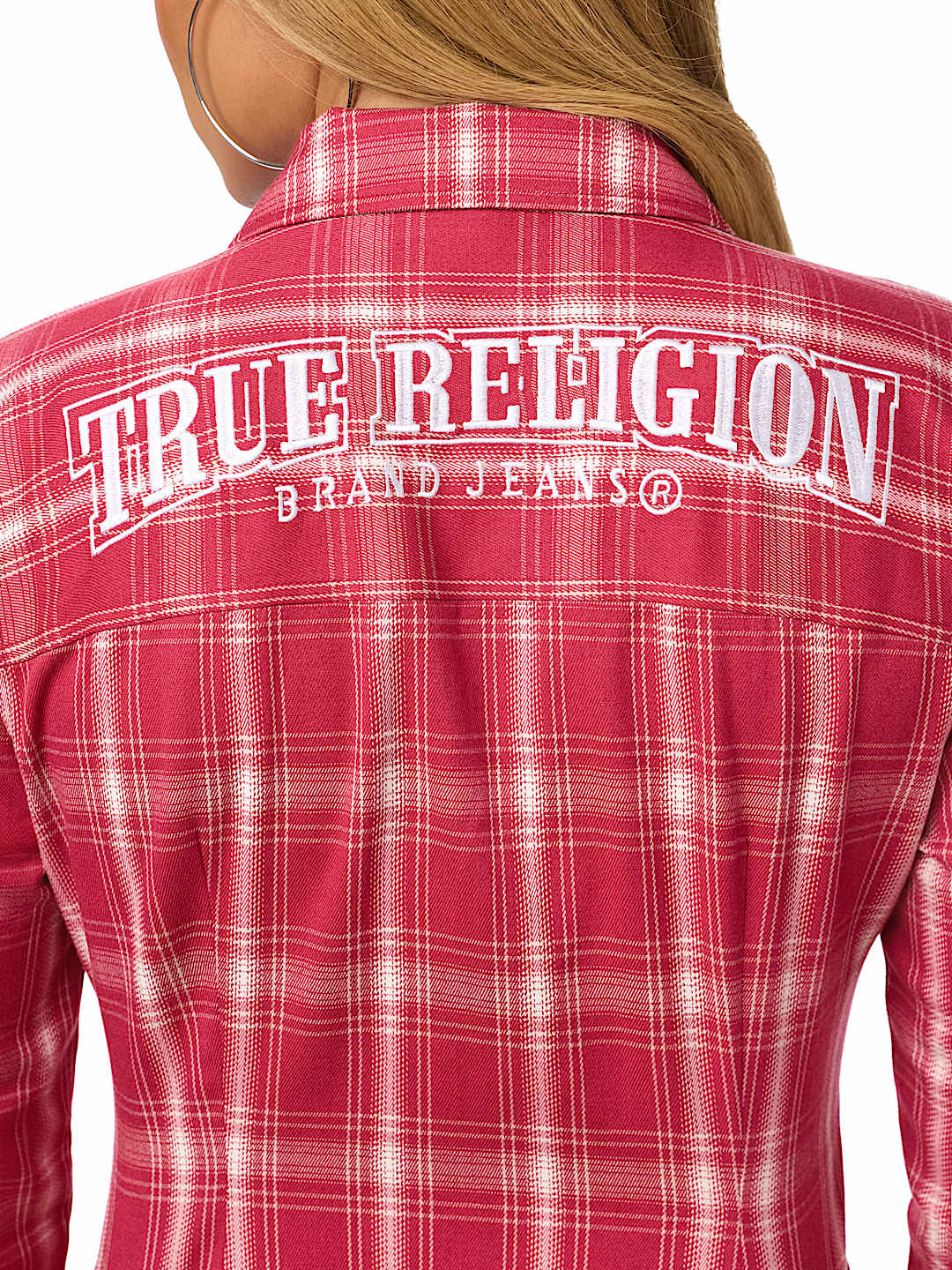 DOUBLE-ZIP EMBROIDERED PLAID SHIRT