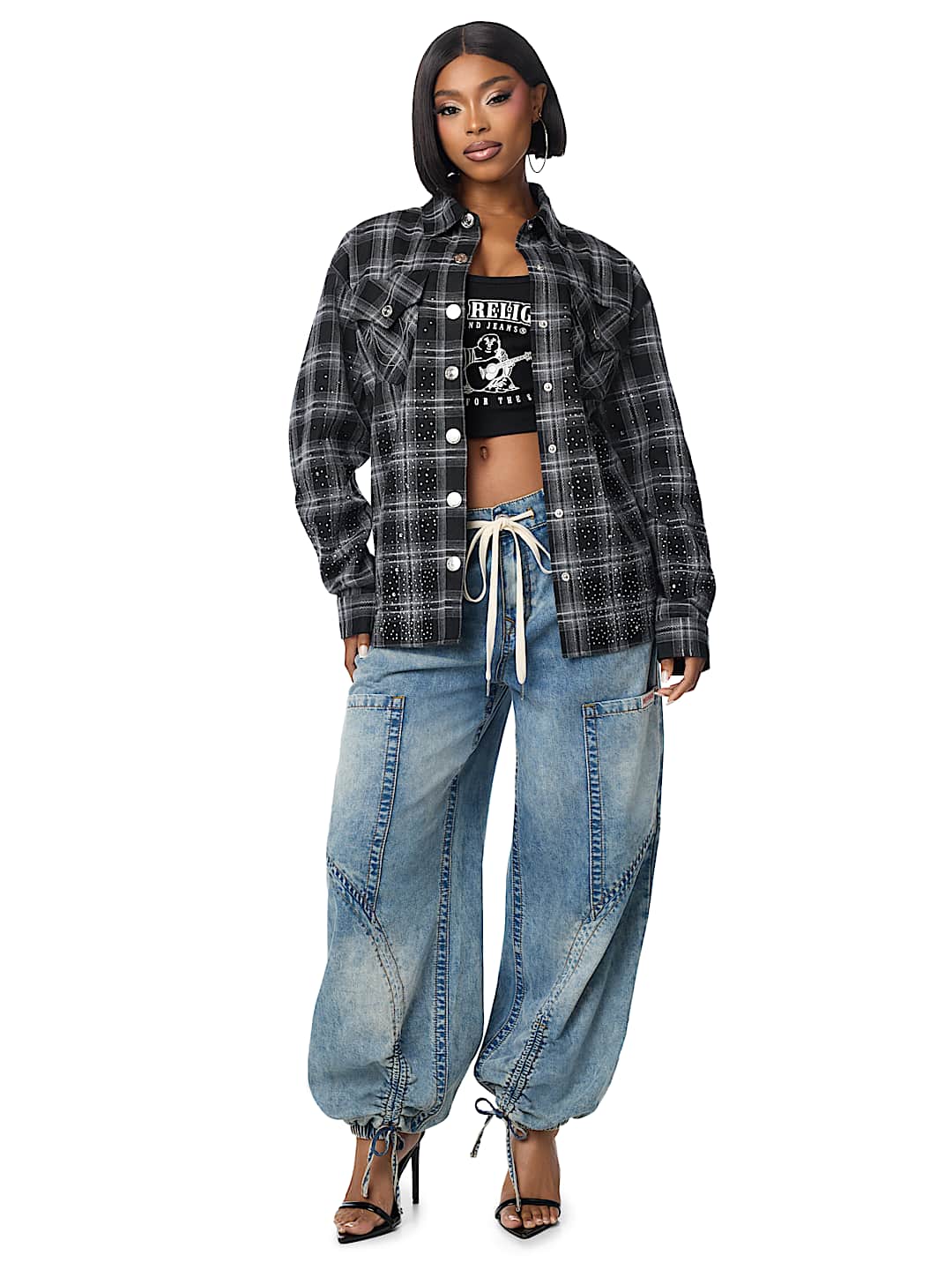 OMBR&Eacute; CRYSTAL PLAID SHACKET