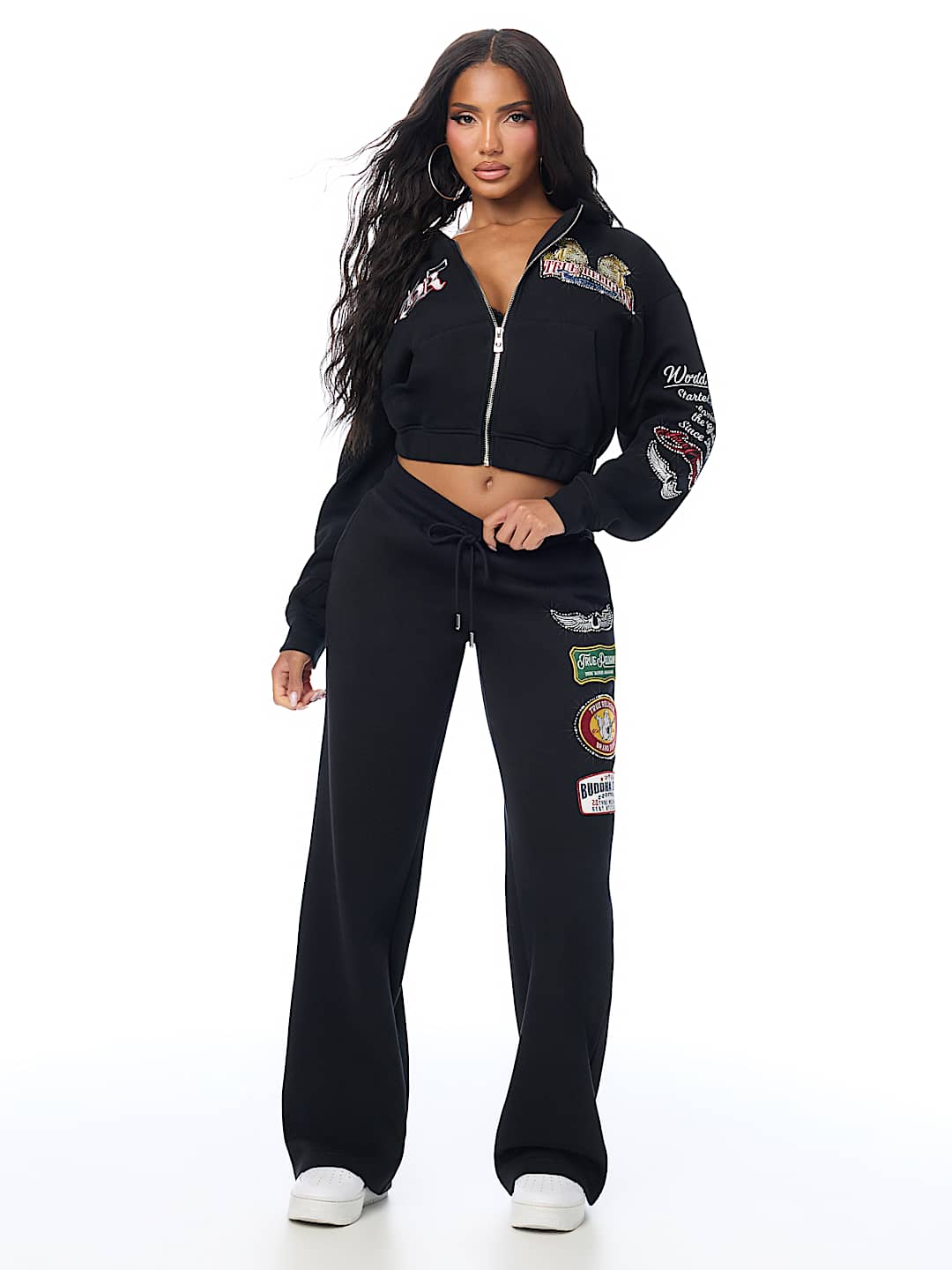 CRYSTAL RELAXED VARSITY ZIP HOODIE