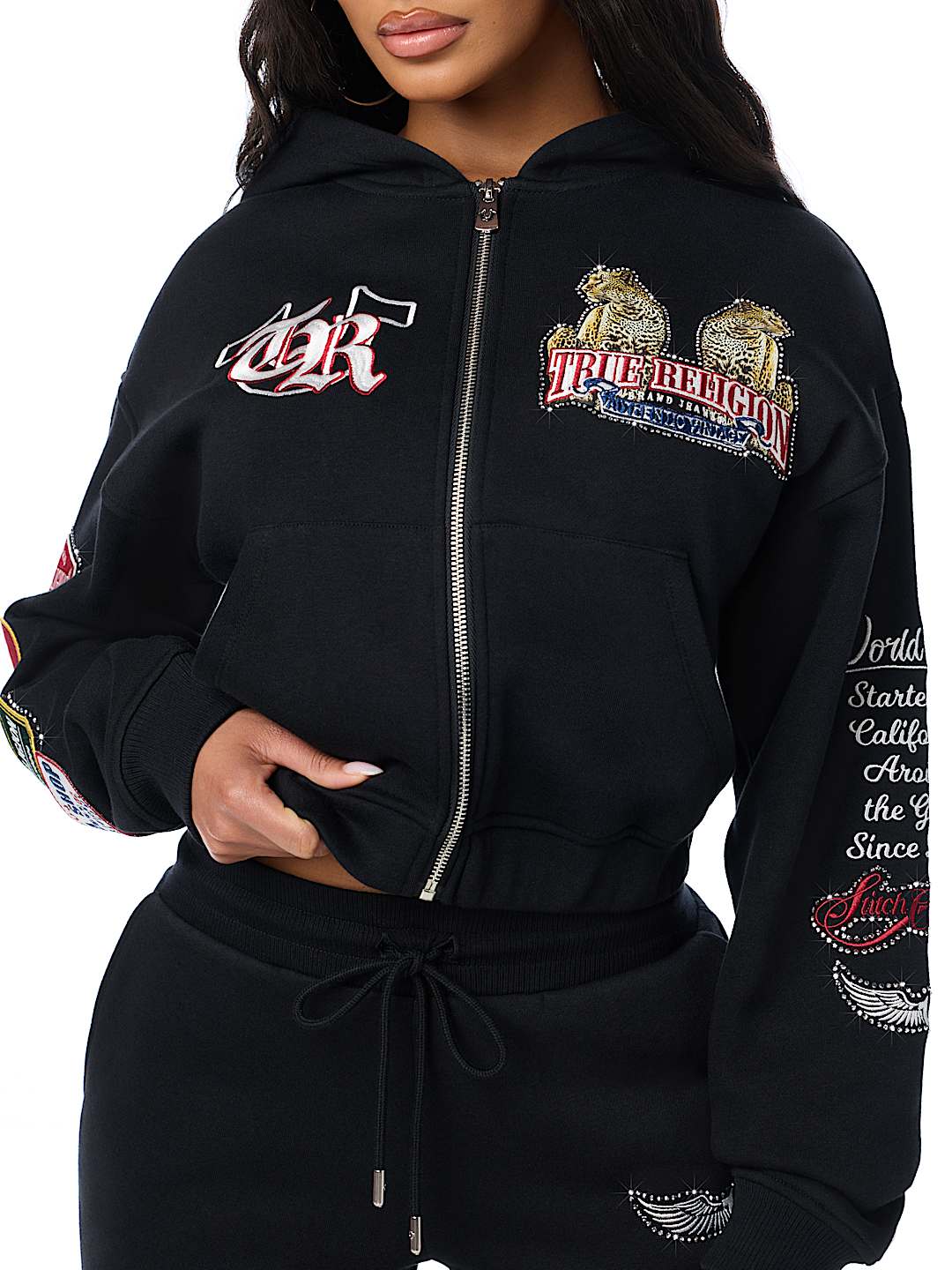 CRYSTAL RELAXED VARSITY ZIP HOODIE