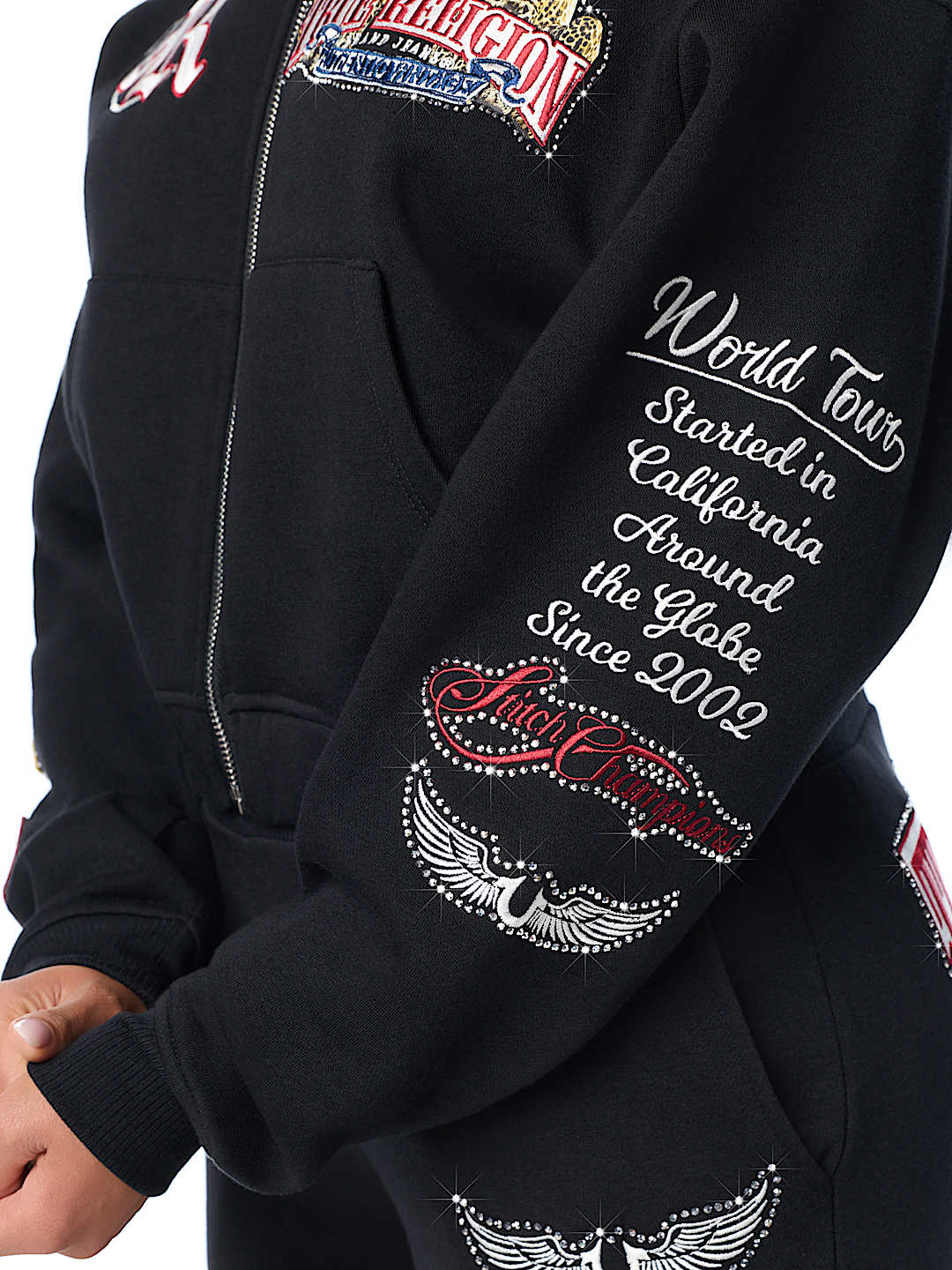 CRYSTAL RELAXED VARSITY ZIP HOODIE