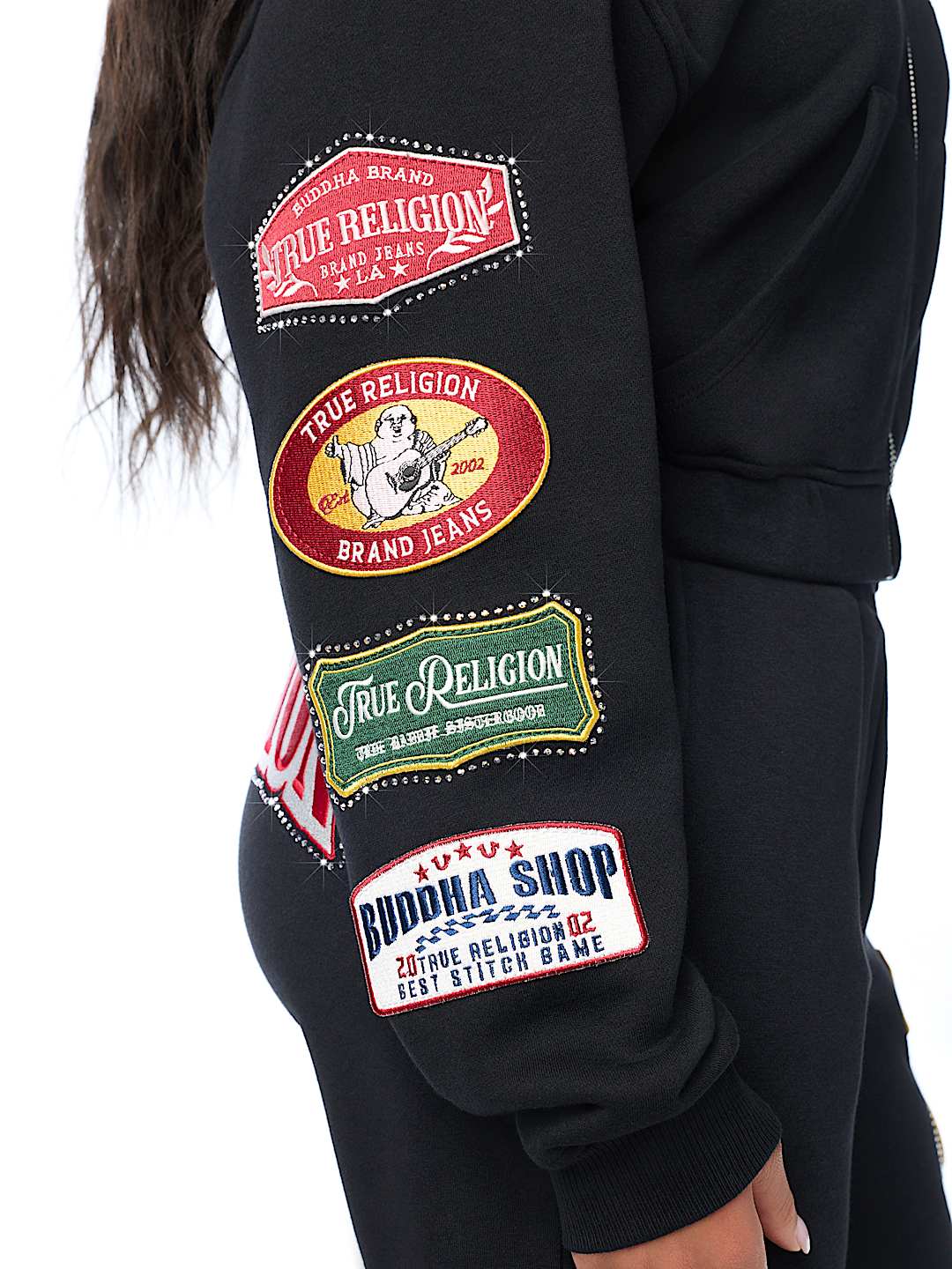 CRYSTAL RELAXED VARSITY ZIP HOODIE