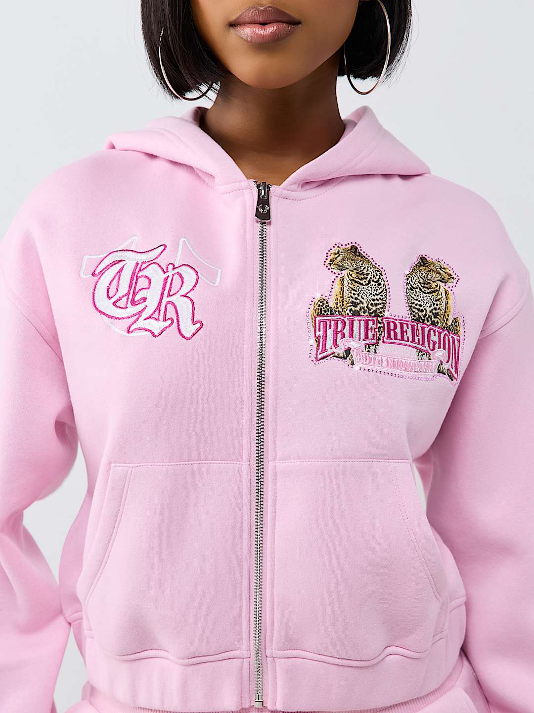 CRYSTAL RELAXED VARSITY ZIP HOODIE