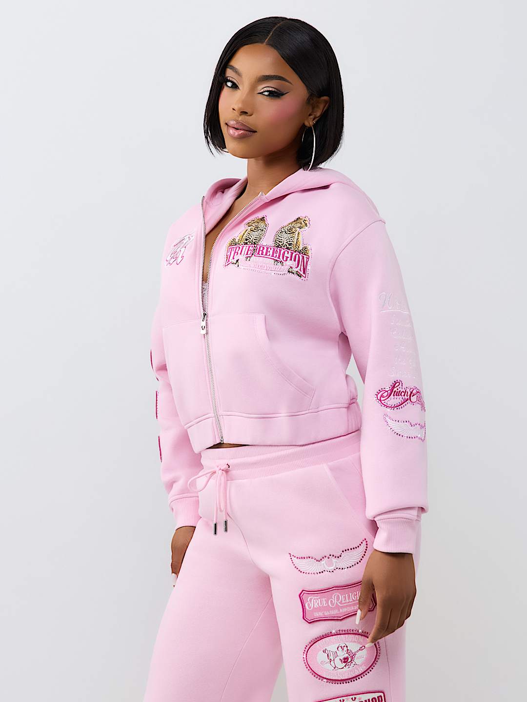 CRYSTAL RELAXED VARSITY ZIP HOODIE