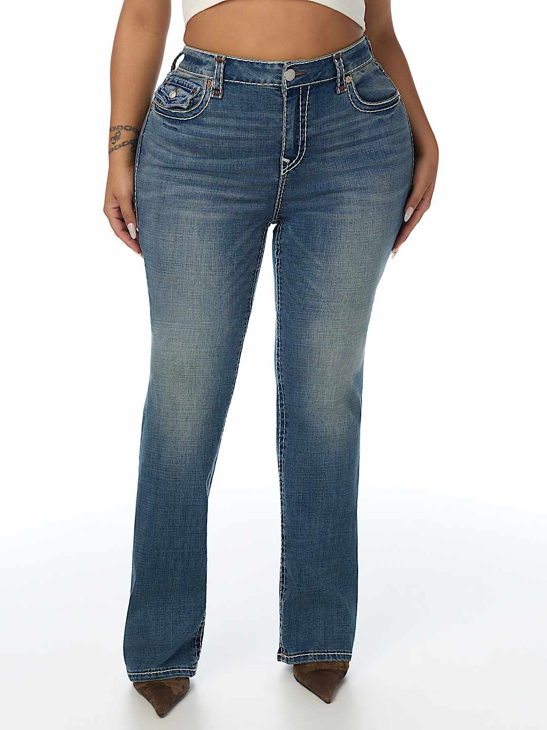 PLUS BILLIE MID RISE SUPER T FLAP STRAIGHT JEAN