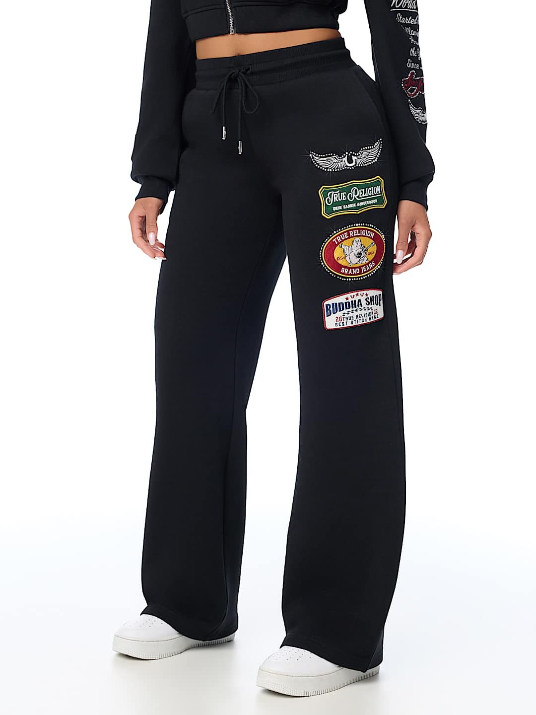 CRYSTAL PATCH MID RISE STRAIGHT LEG SWEATPANT