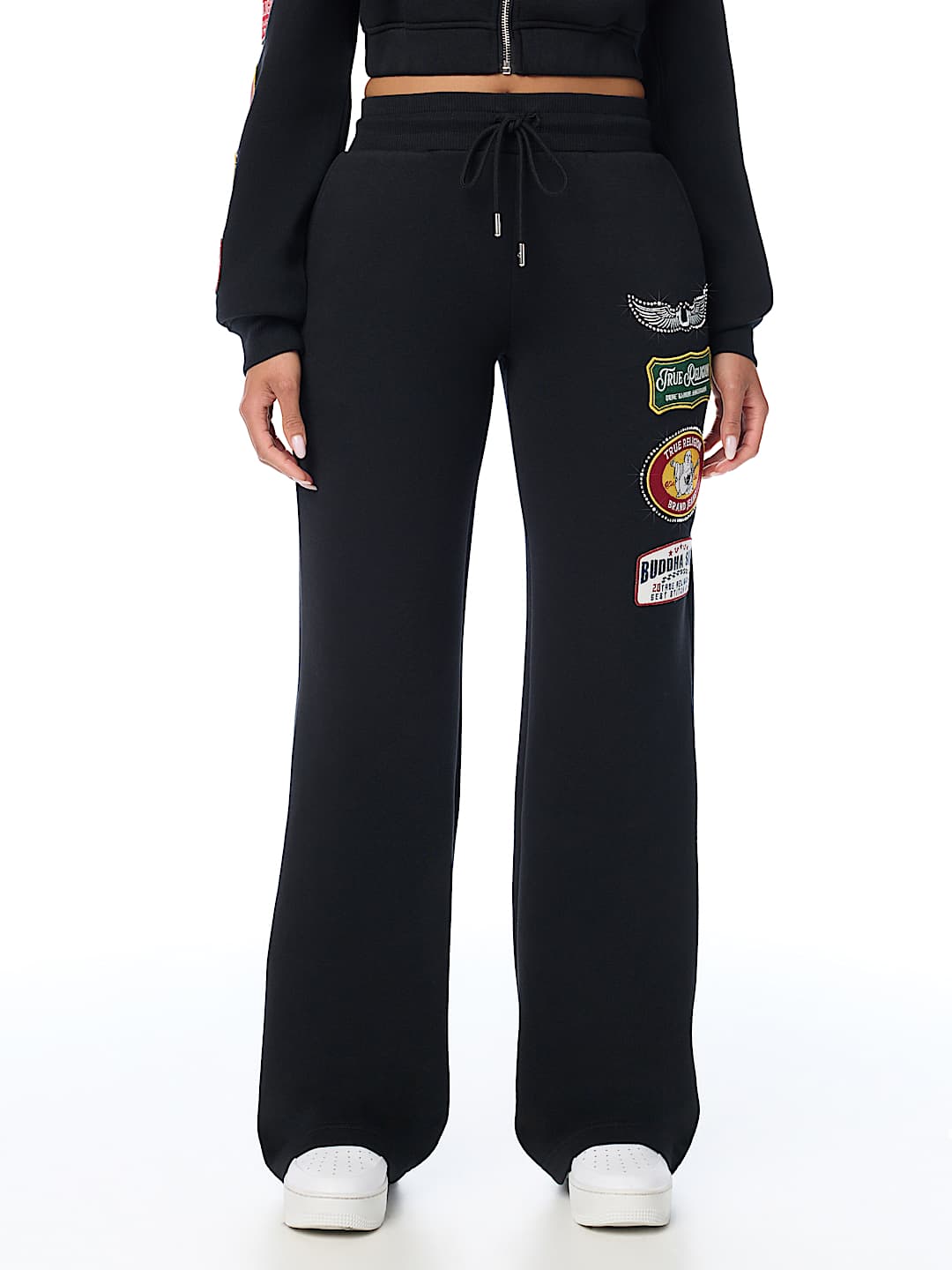CRYSTAL PATCH MID RISE STRAIGHT LEG SWEATPANT