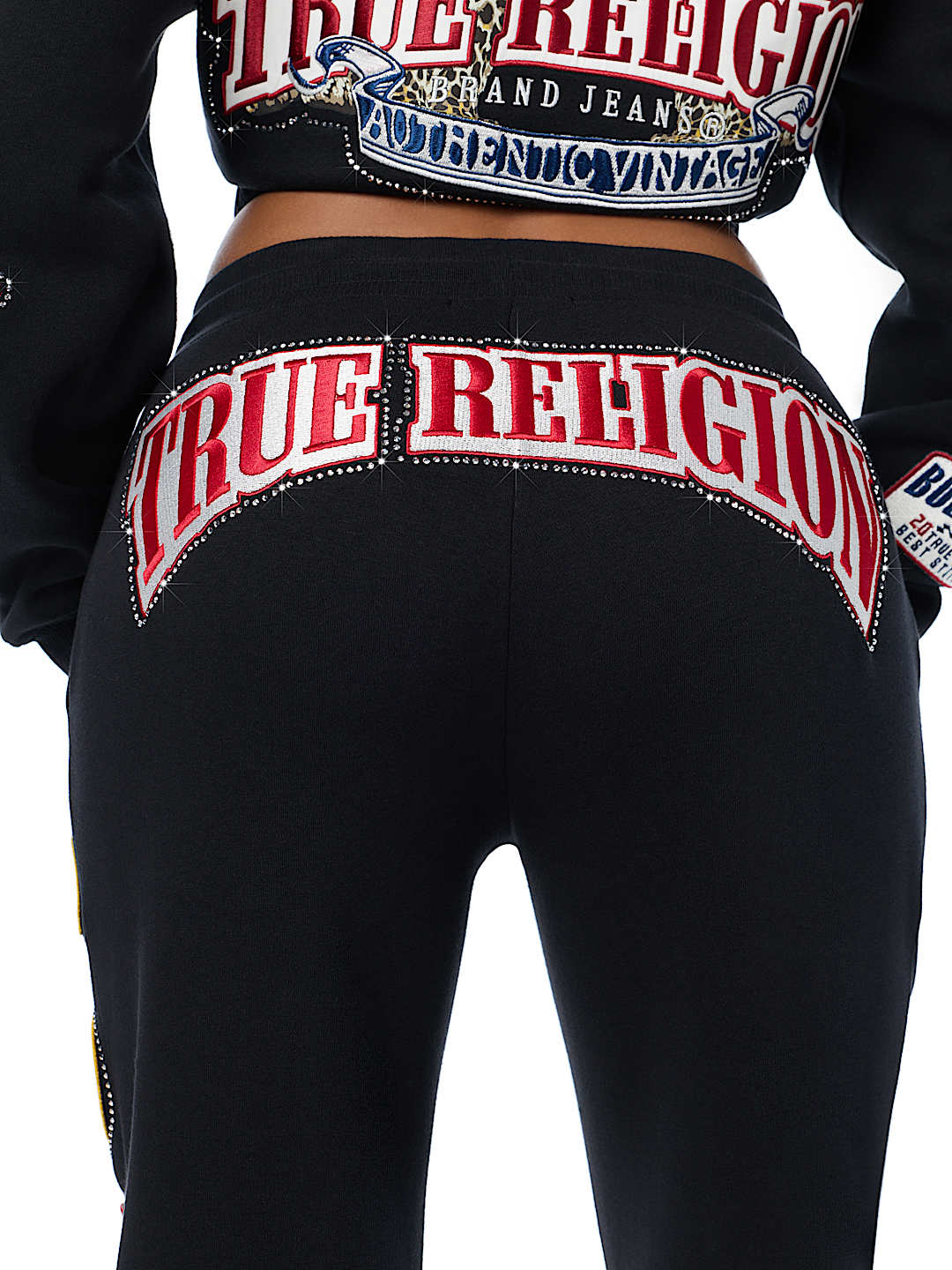 CRYSTAL PATCH MID RISE STRAIGHT LEG SWEATPANT