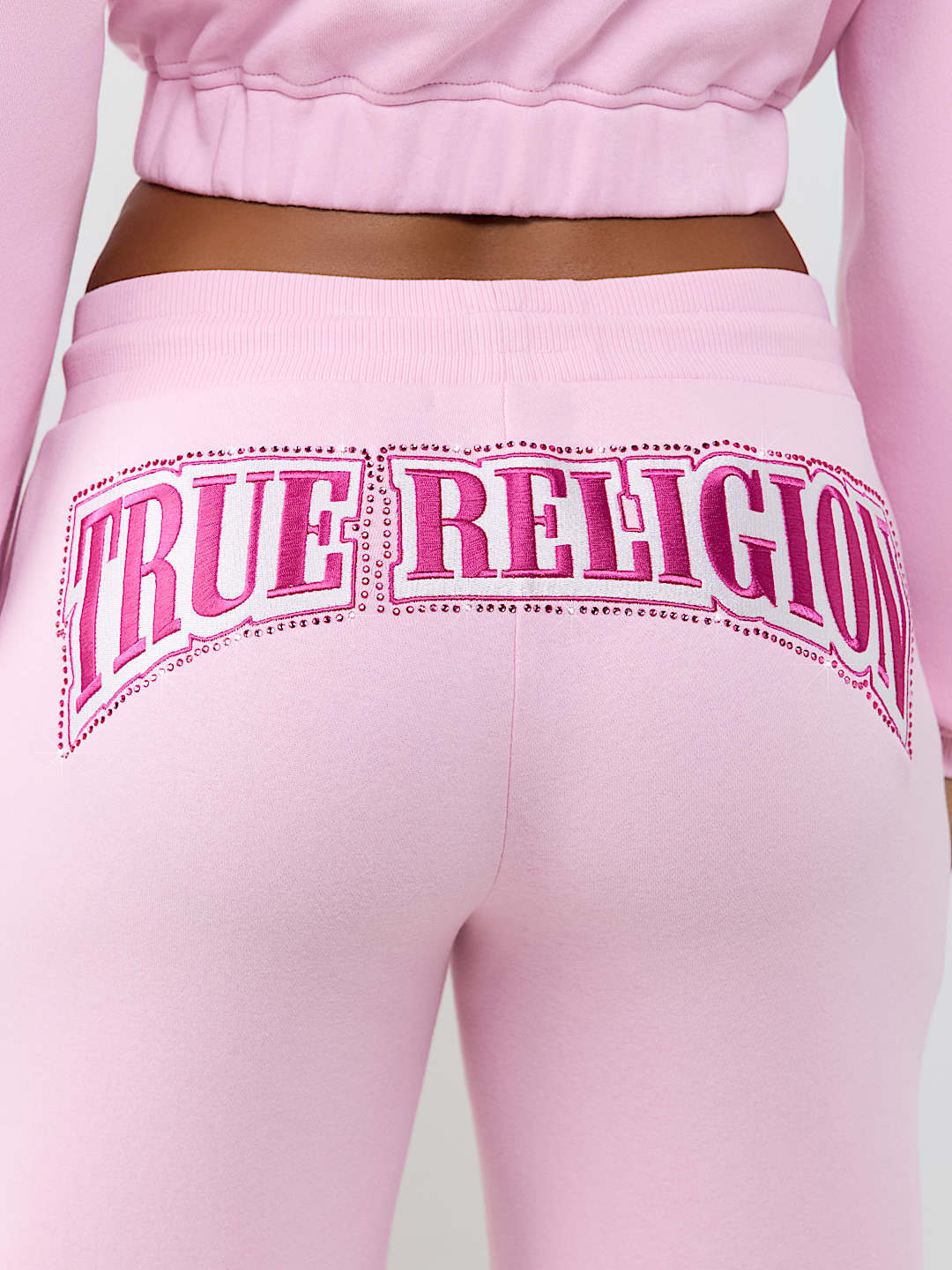 CRYSTAL PATCH MID RISE STRAIGHT LEG SWEATPANT