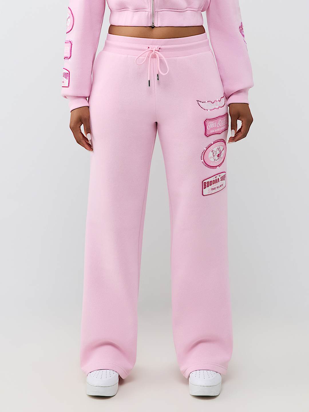 CRYSTAL PATCH MID RISE STRAIGHT LEG SWEATPANT