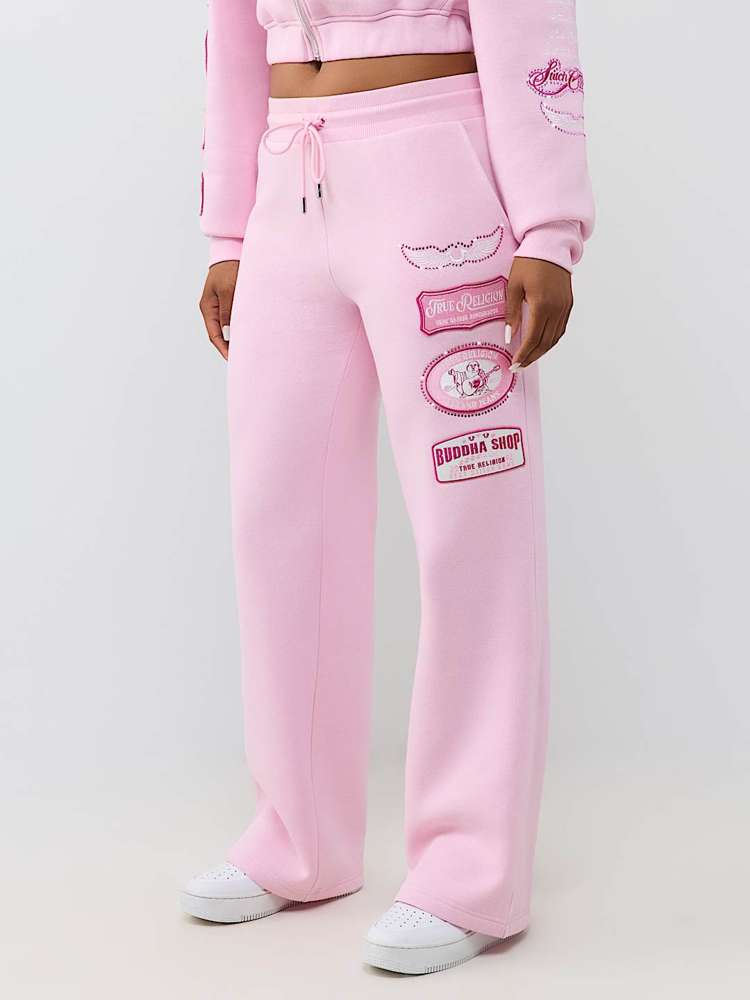 CRYSTAL PATCH MID RISE STRAIGHT LEG SWEATPANT
