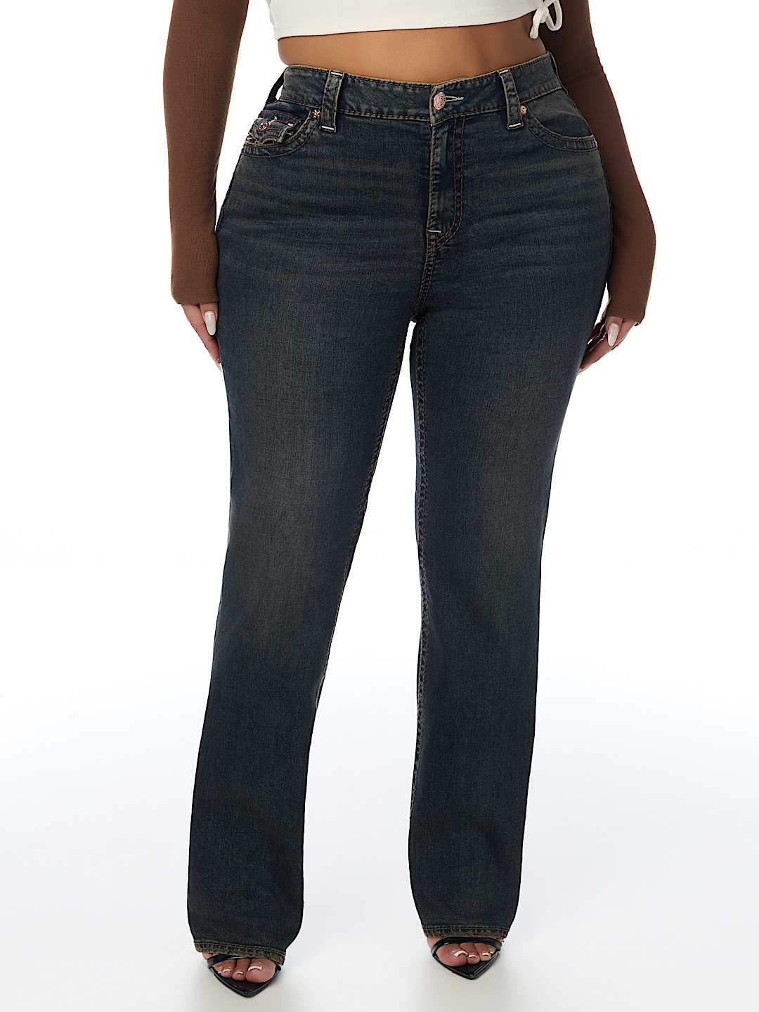 PLUS BILLIE MID RISE BIG T FLAP STRAIGHT JEAN