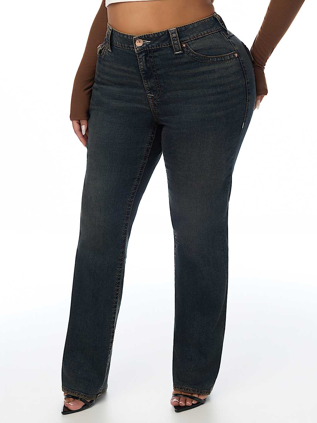 PLUS BILLIE MID RISE BIG T FLAP STRAIGHT JEAN