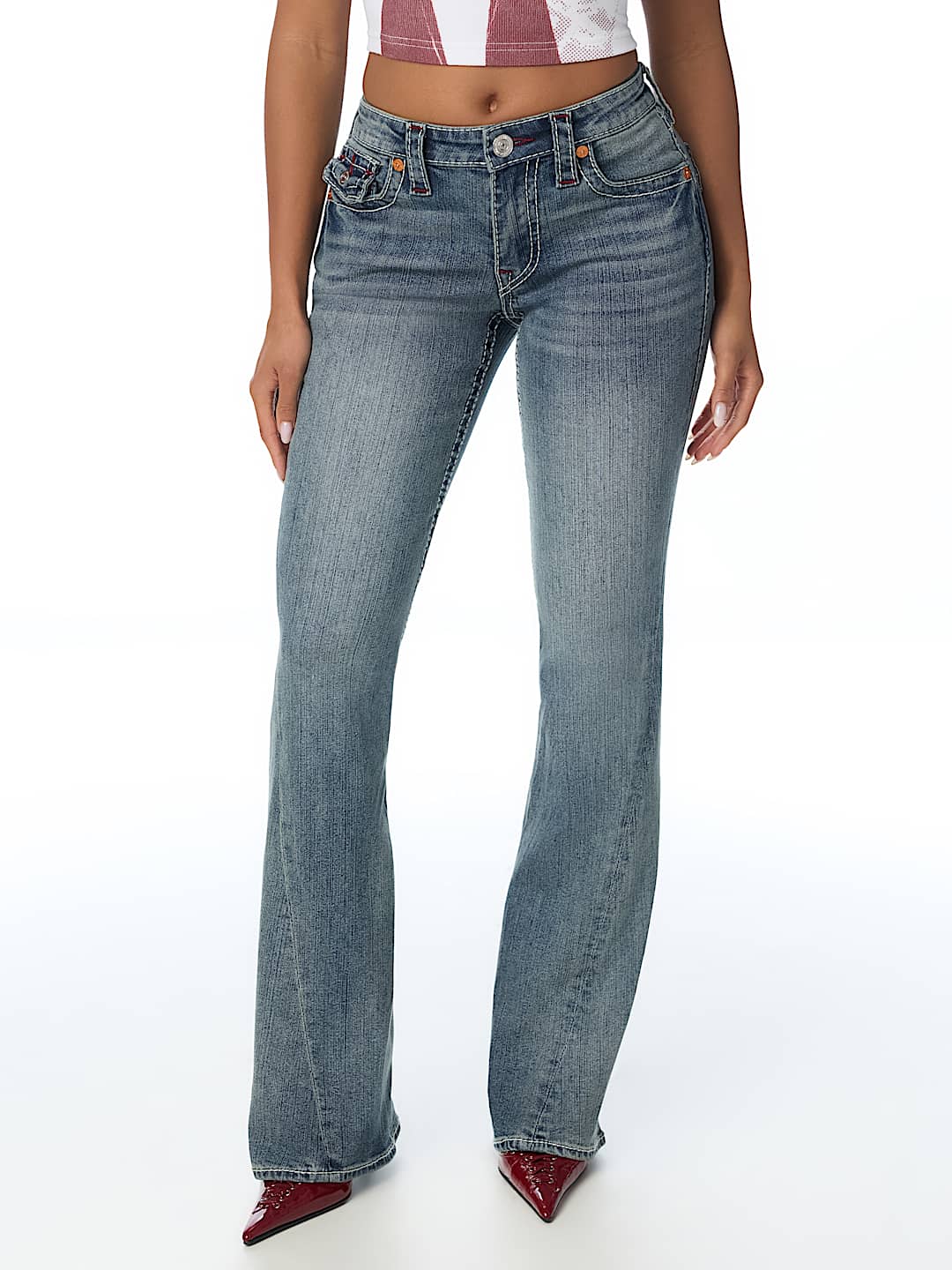 JOEY MID RISE BIG T FLAP FLARE JEAN