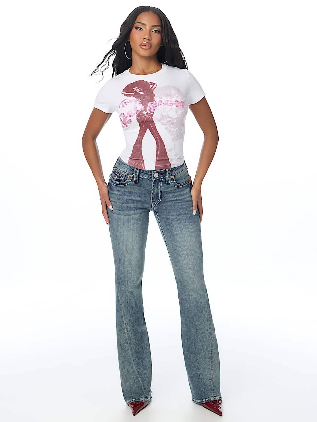 JOEY MID RISE BIG T FLAP FLARE JEAN
