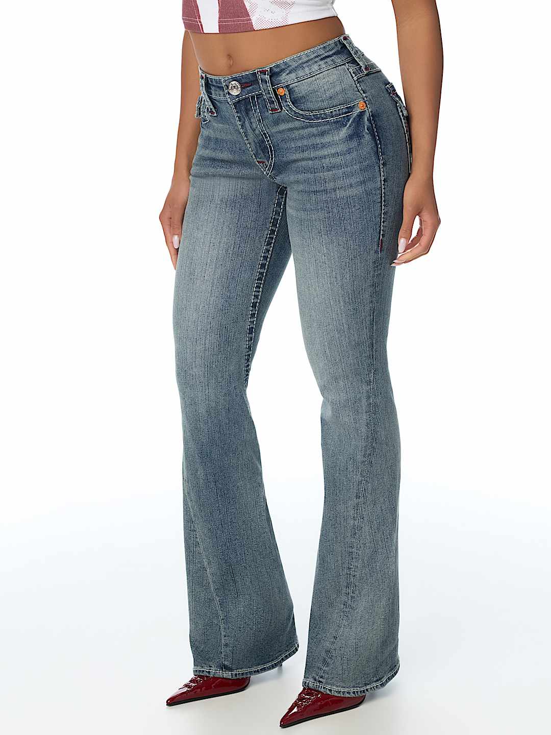 JOEY MID RISE BIG T FLAP FLARE JEAN