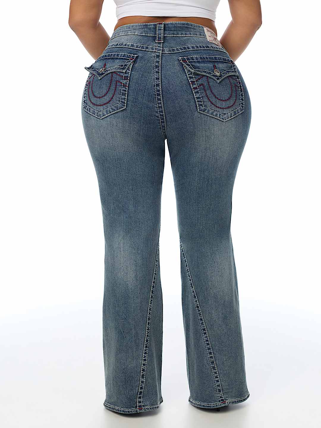 PLUS JOEY MID RISE BIG T FLAP FLARE JEAN
