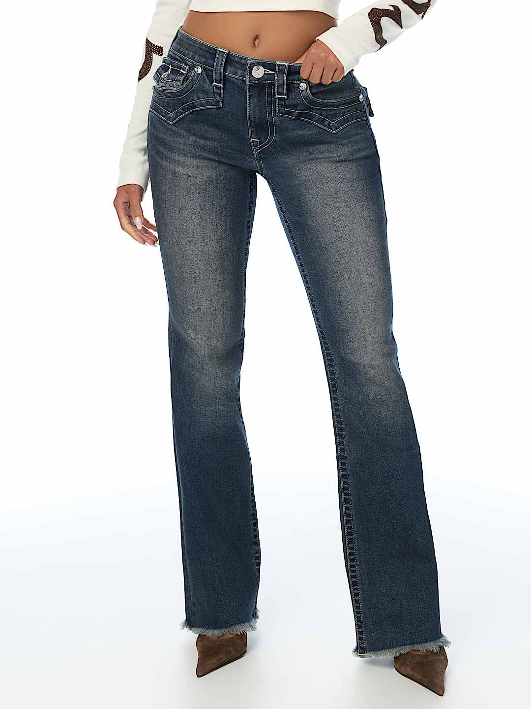 BECCA MID RISE WESTERN FLAP BOOTCUT JEAN