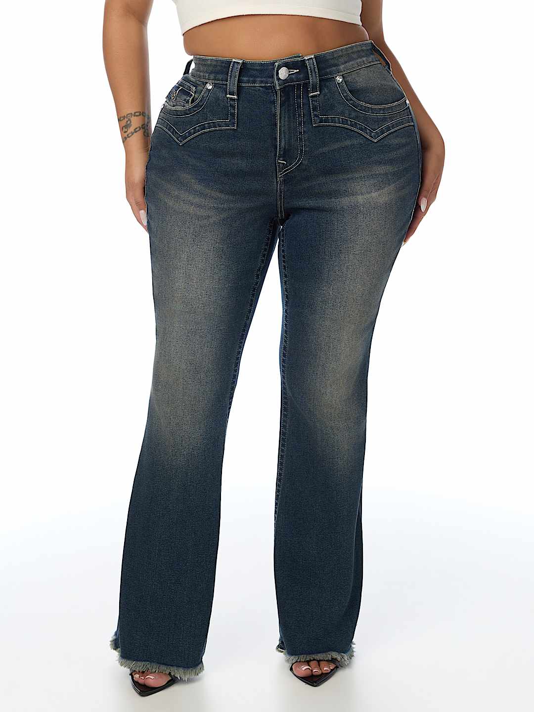 PLUS BECCA MID RISE WESTERN FLAP BOOTCUT JEAN