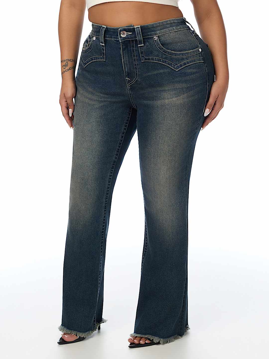 PLUS BECCA MID RISE WESTERN FLAP BOOTCUT JEAN