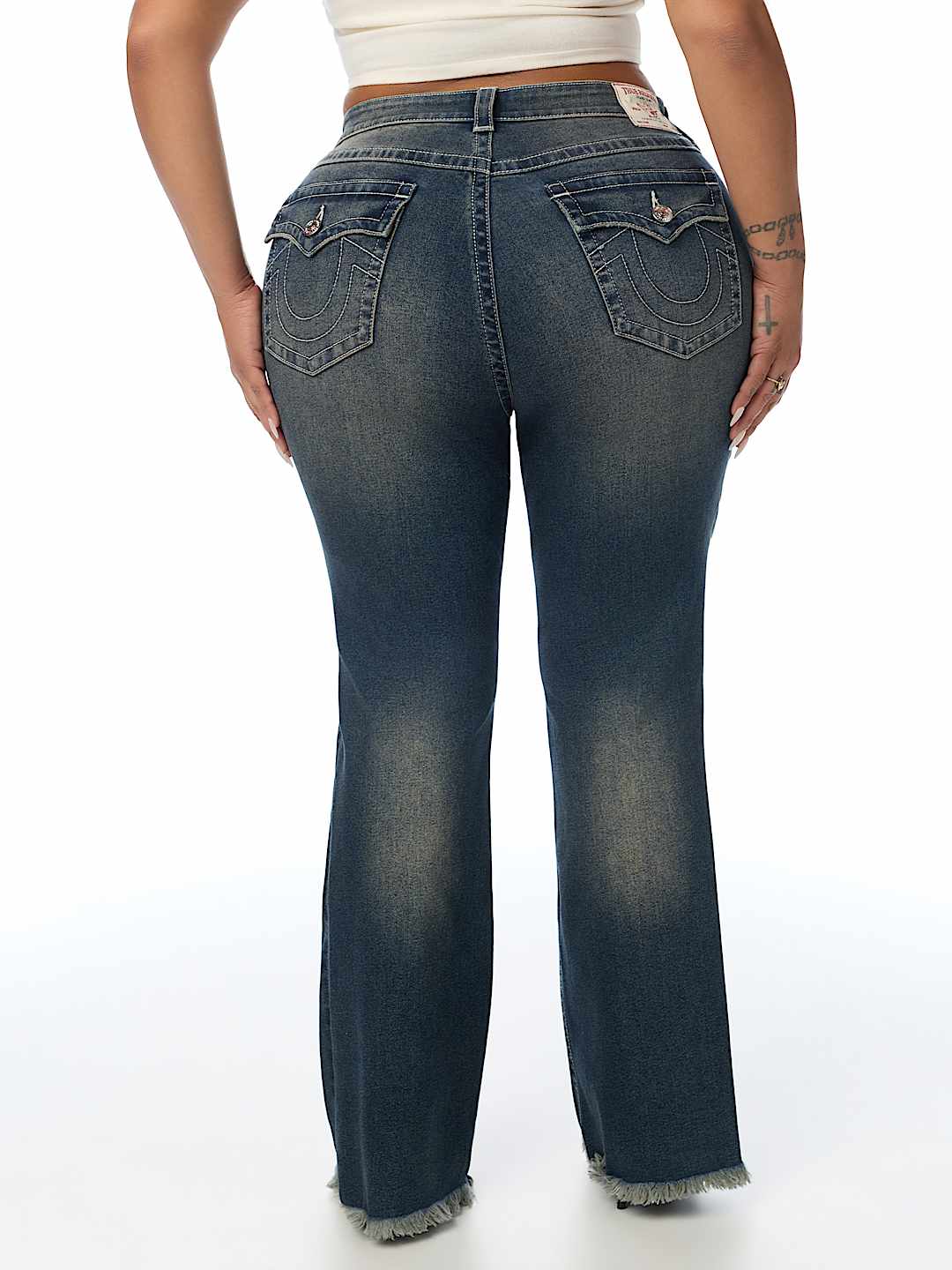 PLUS BECCA MID RISE WESTERN FLAP BOOTCUT JEAN